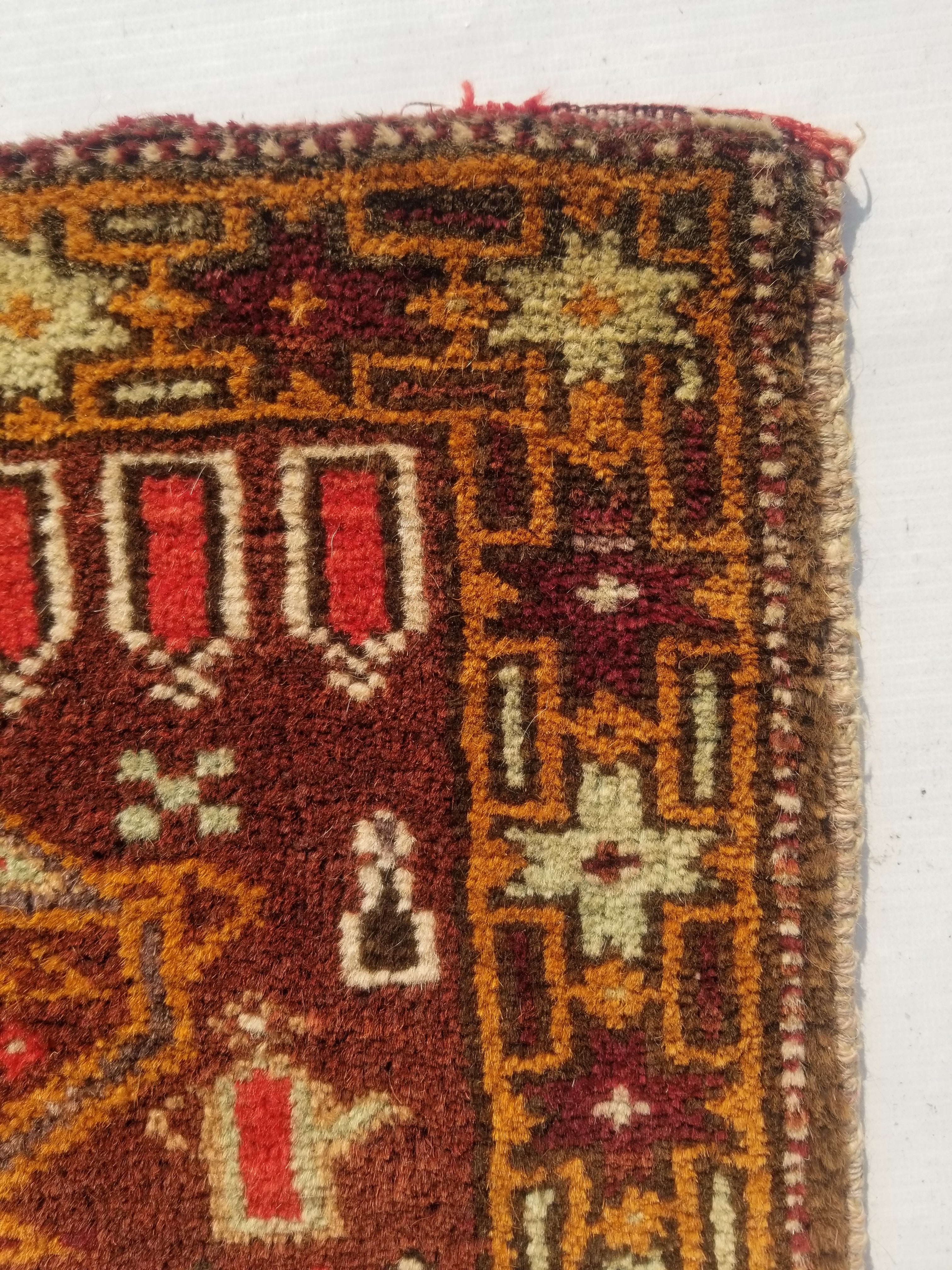 Antique Traditional Handmade Kurdish Wool Multicolor Bag Face 38x34cm