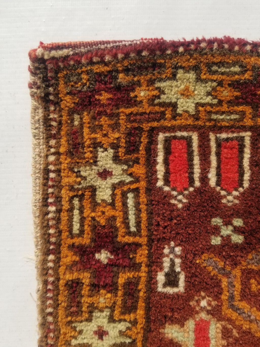 Antique Traditional Handmade Kurdish Wool Multicolor Bag Face 38x34cm