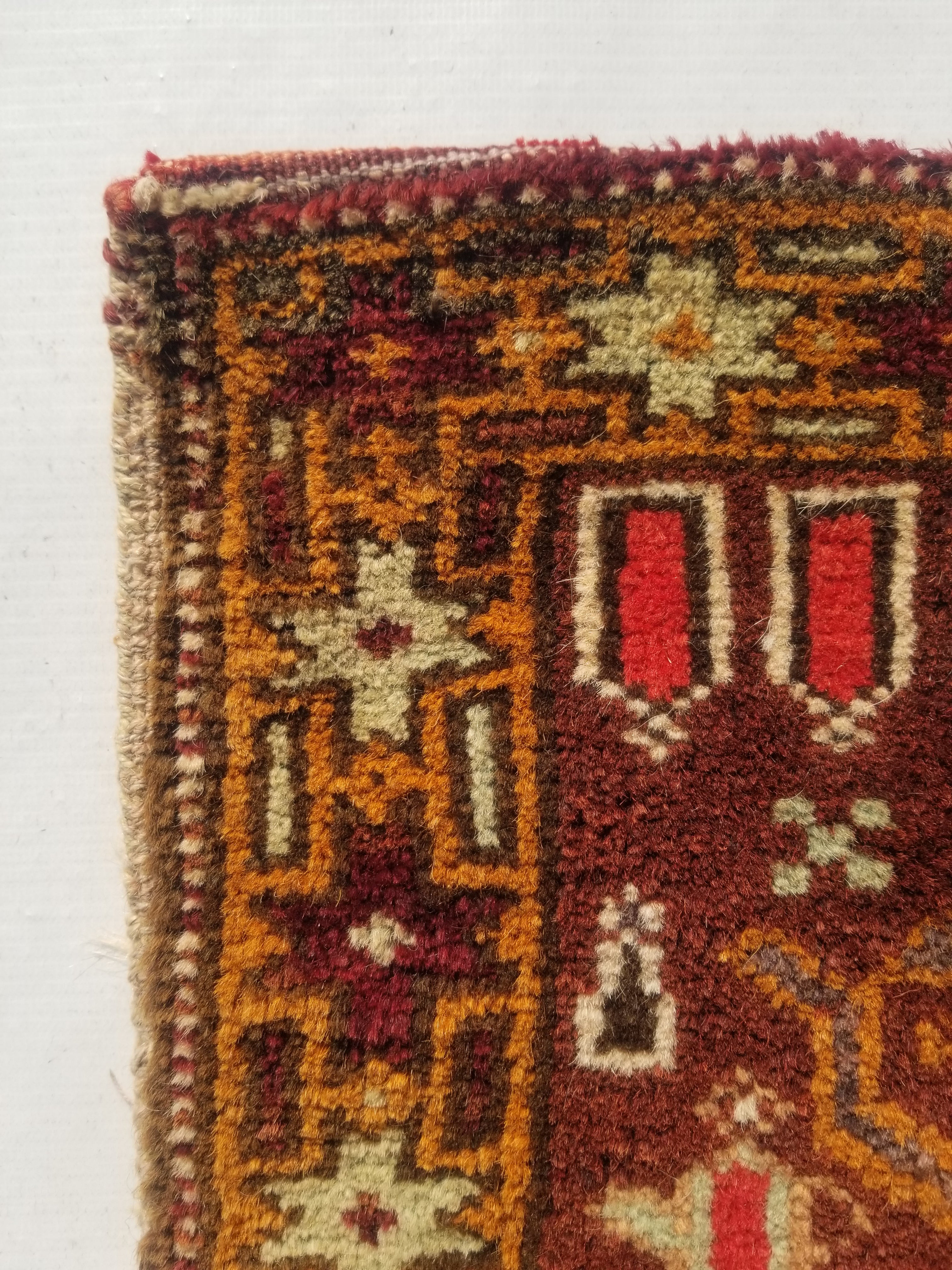 Antique Traditional Handmade Kurdish Wool Multicolor Bag Face 38x34cm