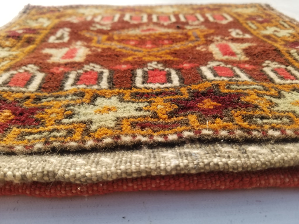 Antique Traditional Handmade Kurdish Wool Multicolor Bag Face 38x34cm