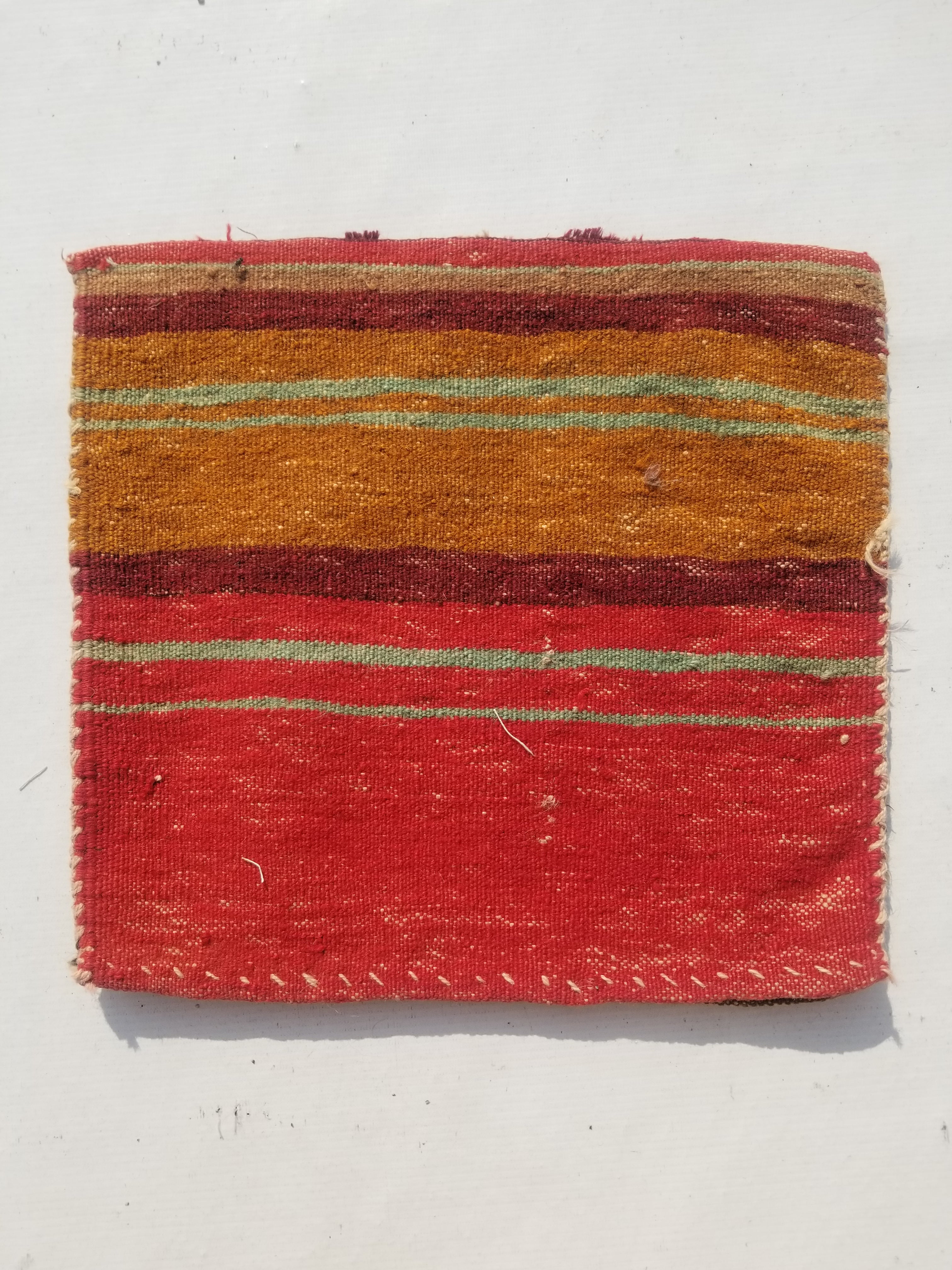 Antique Traditional Handmade Kurdish Wool Multicolor Bag Face 38x34cm