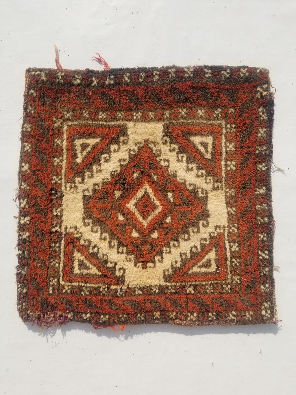 Antique Traditional Handmade Afghan Wool Multicolor Bag Face 50x50cm