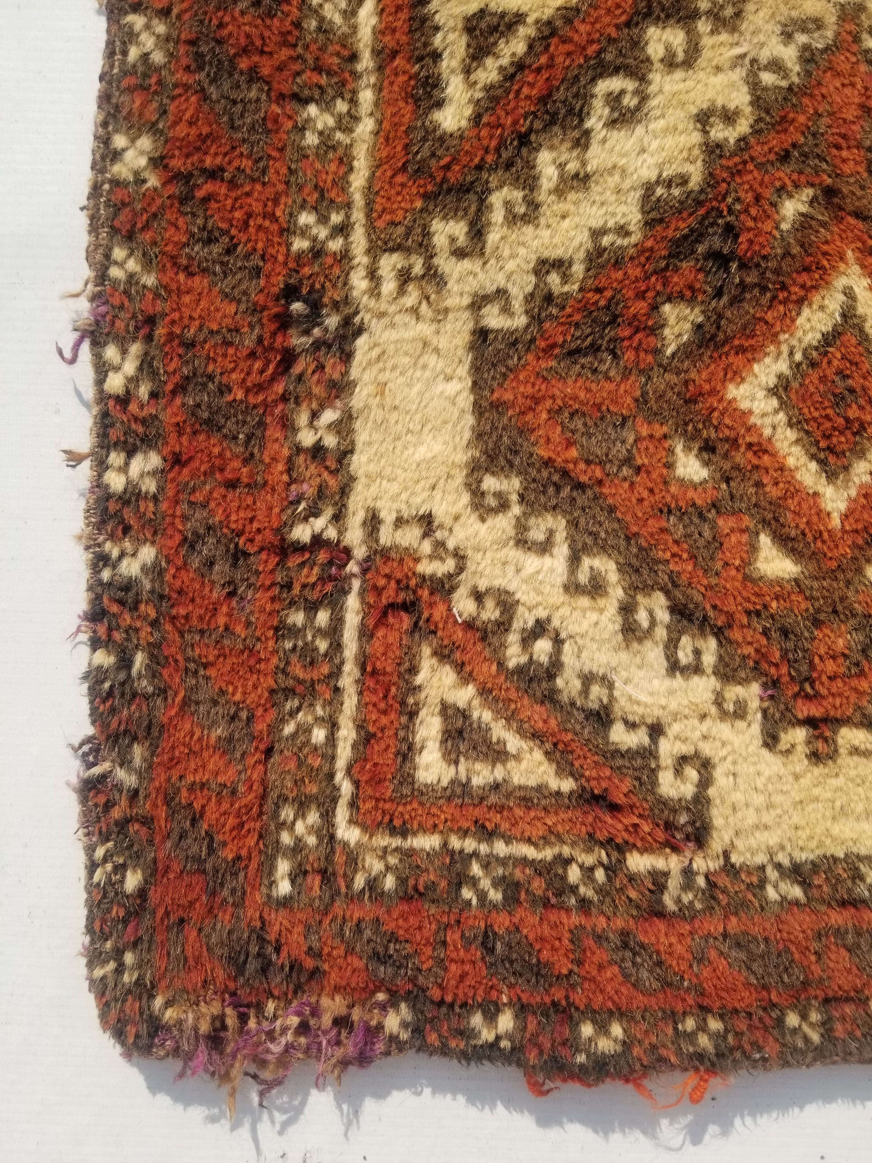 Antique Traditional Handmade Afghan Wool Multicolor Bag Face 50x50cm