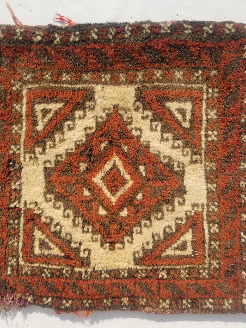 Antique Traditional Handmade Afghan Wool Multicolor Bag Face 50x50cm
