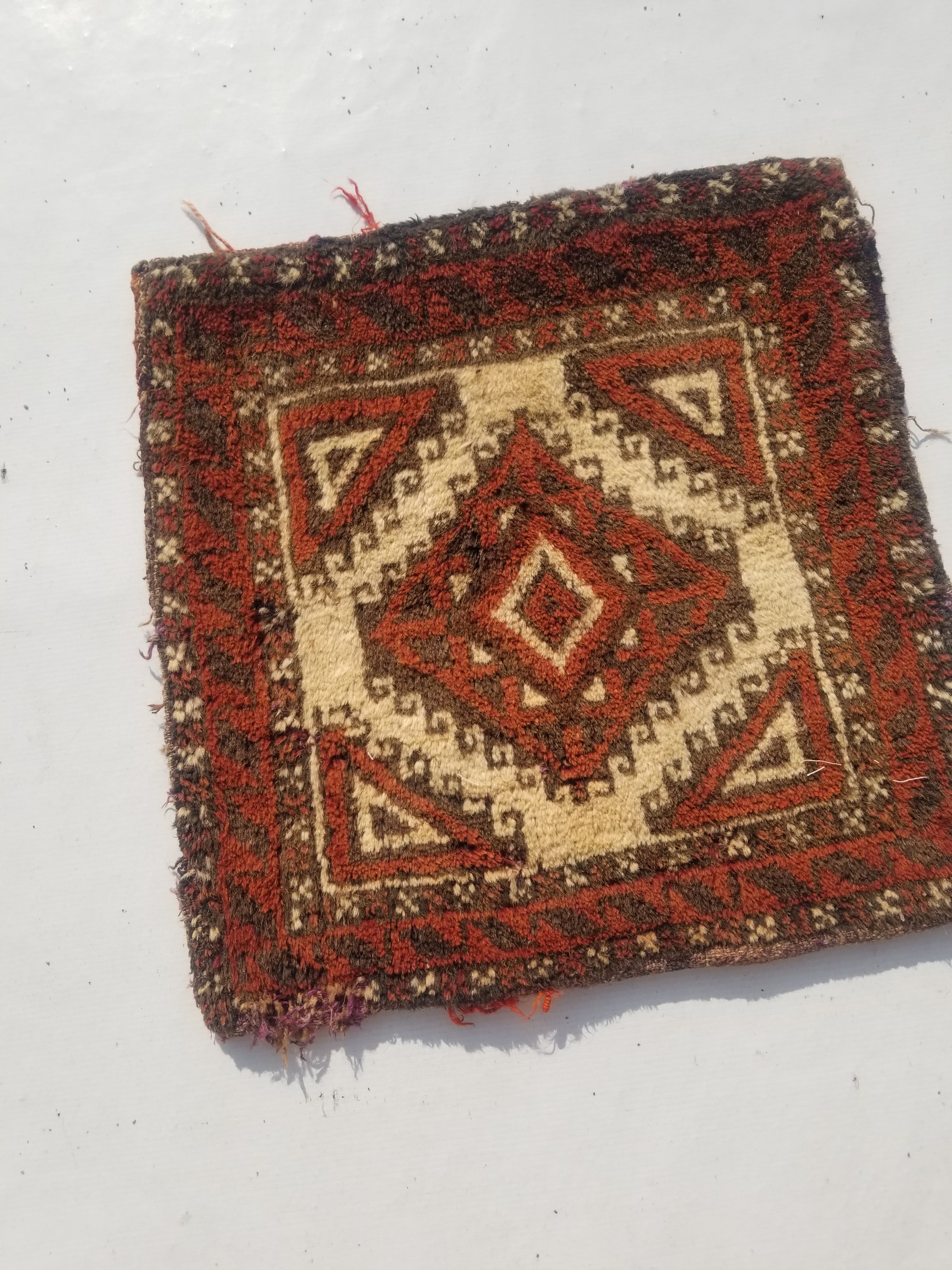 Antique Traditional Handmade Afghan Wool Multicolor Bag Face 50x50cm