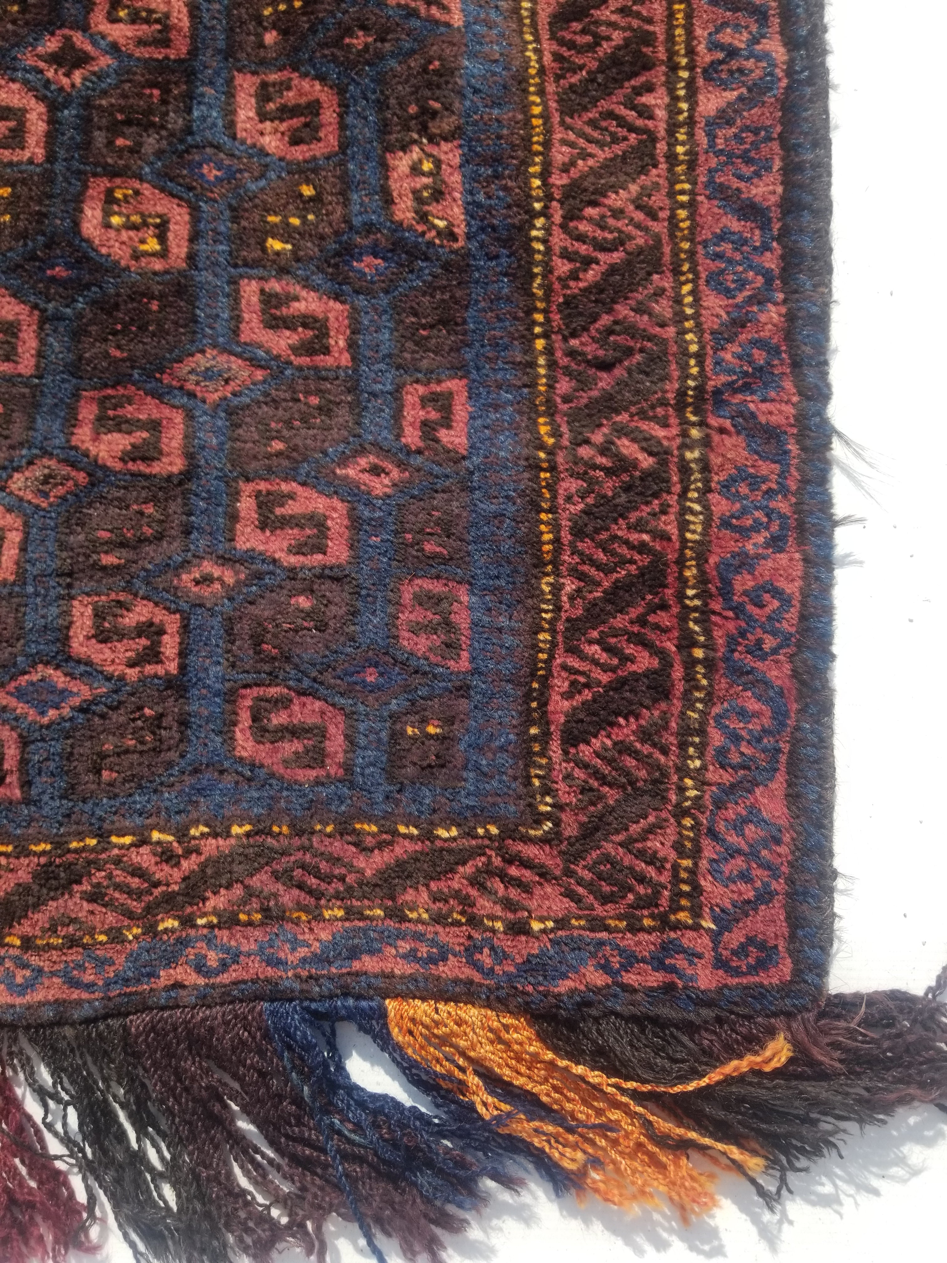 Antique Traditional Handmade Afghan Wool Multicolor Saddle Bag 158x66cm