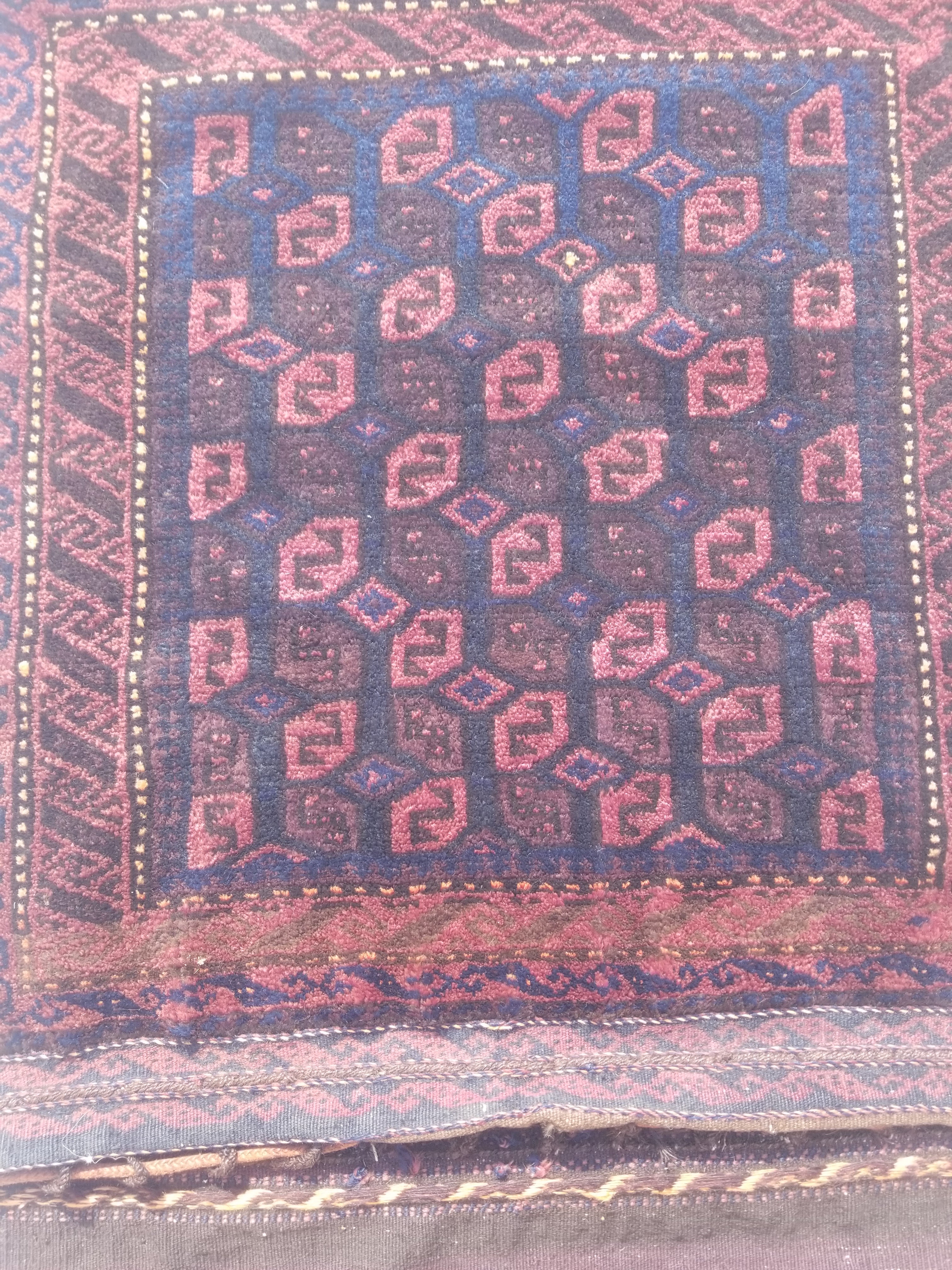 Antique Traditional Handmade Afghan Wool Multicolor Saddle Bag 158x66cm