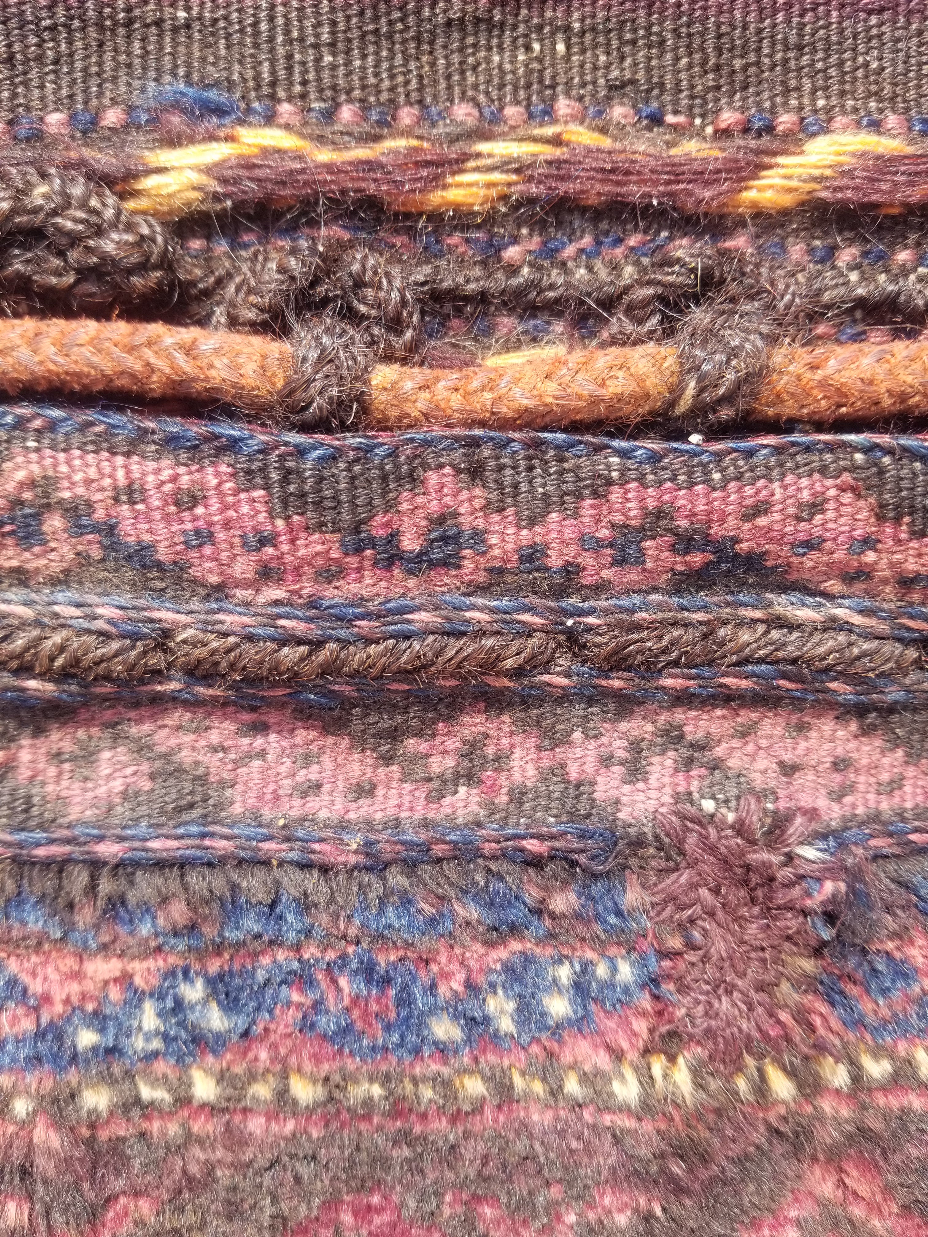 Antique Traditional Handmade Afghan Wool Multicolor Saddle Bag 158x66cm
