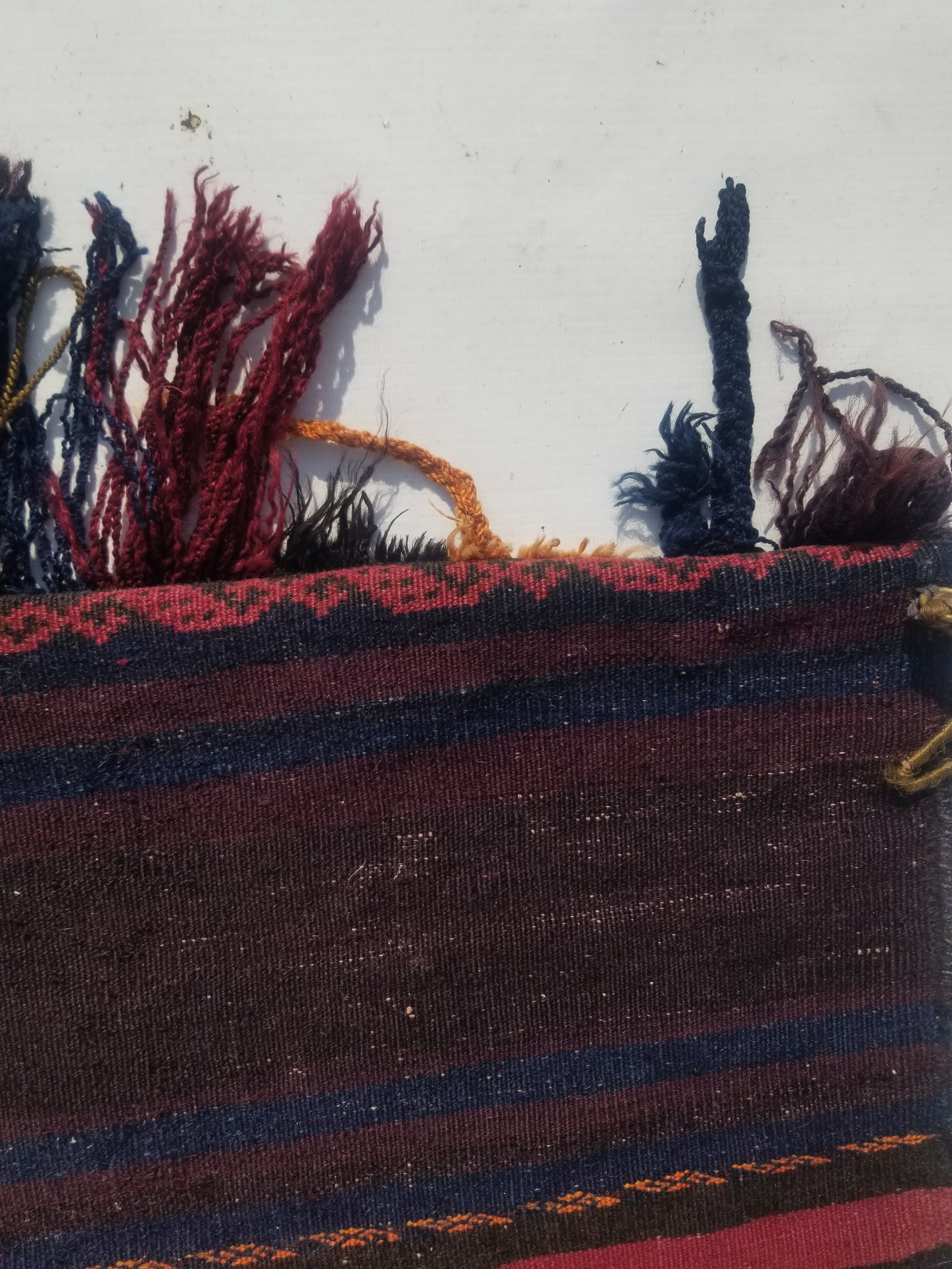 Antique Traditional Handmade Afghan Wool Multicolor Saddle Bag 158x66cm