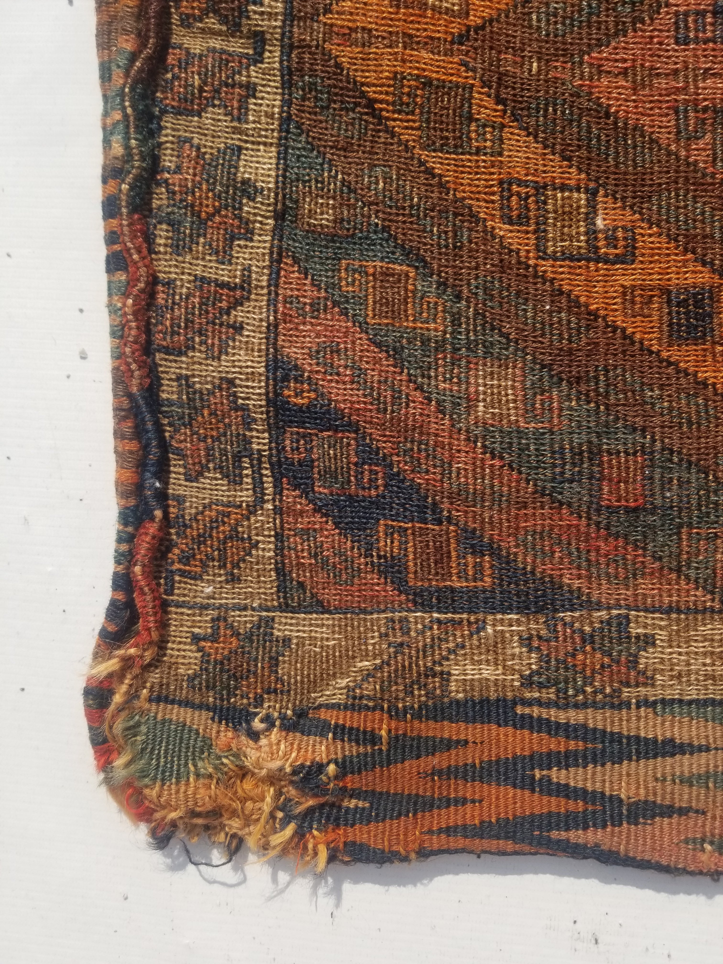 Antique Traditional Handmade Oriental Wool Multicolor Saddle Bag 115x59cm