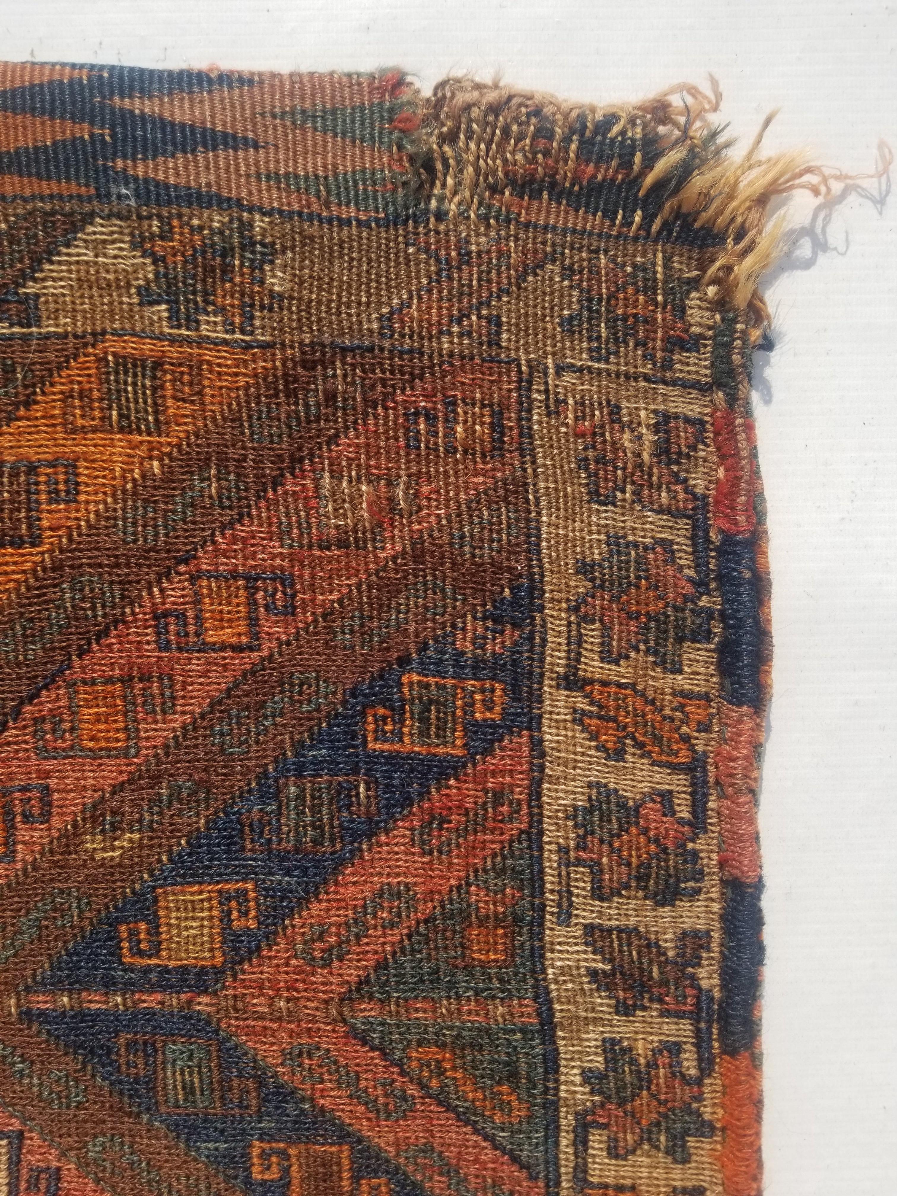 Antique Traditional Handmade Oriental Wool Multicolor Saddle Bag 115x59cm