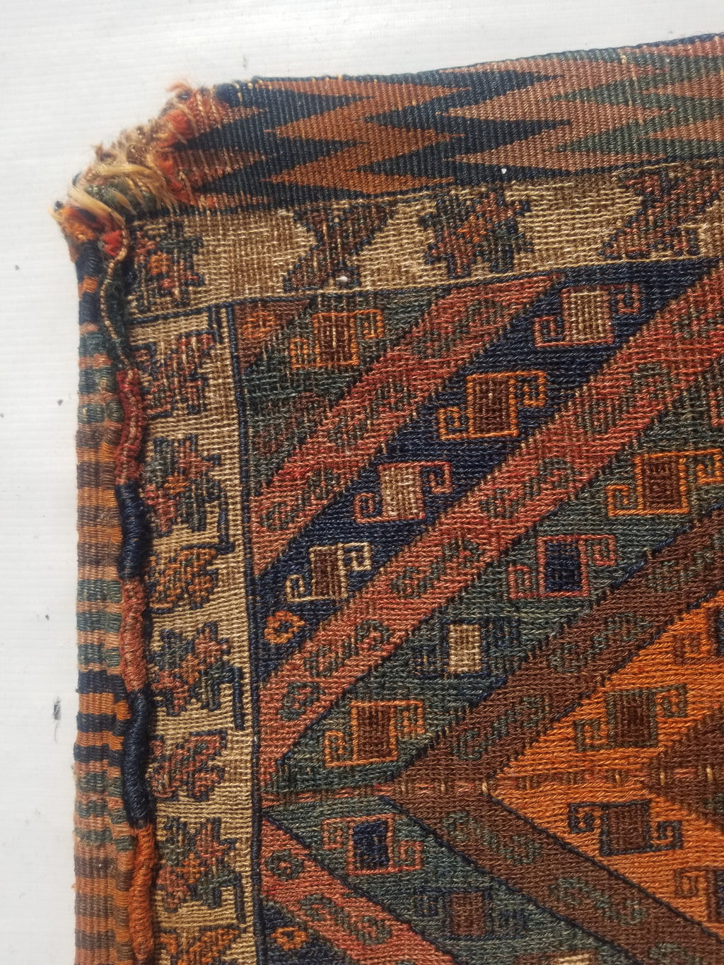 Antique Traditional Handmade Oriental Wool Multicolor Saddle Bag 115x59cm