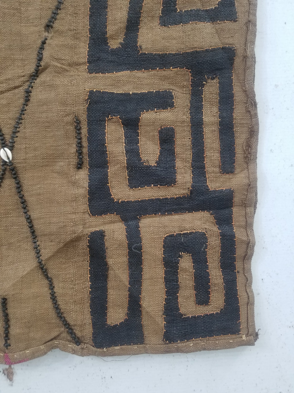 Vintage African Handwoven Kuba Cloth Raffia Textile Panel 460x53cm
