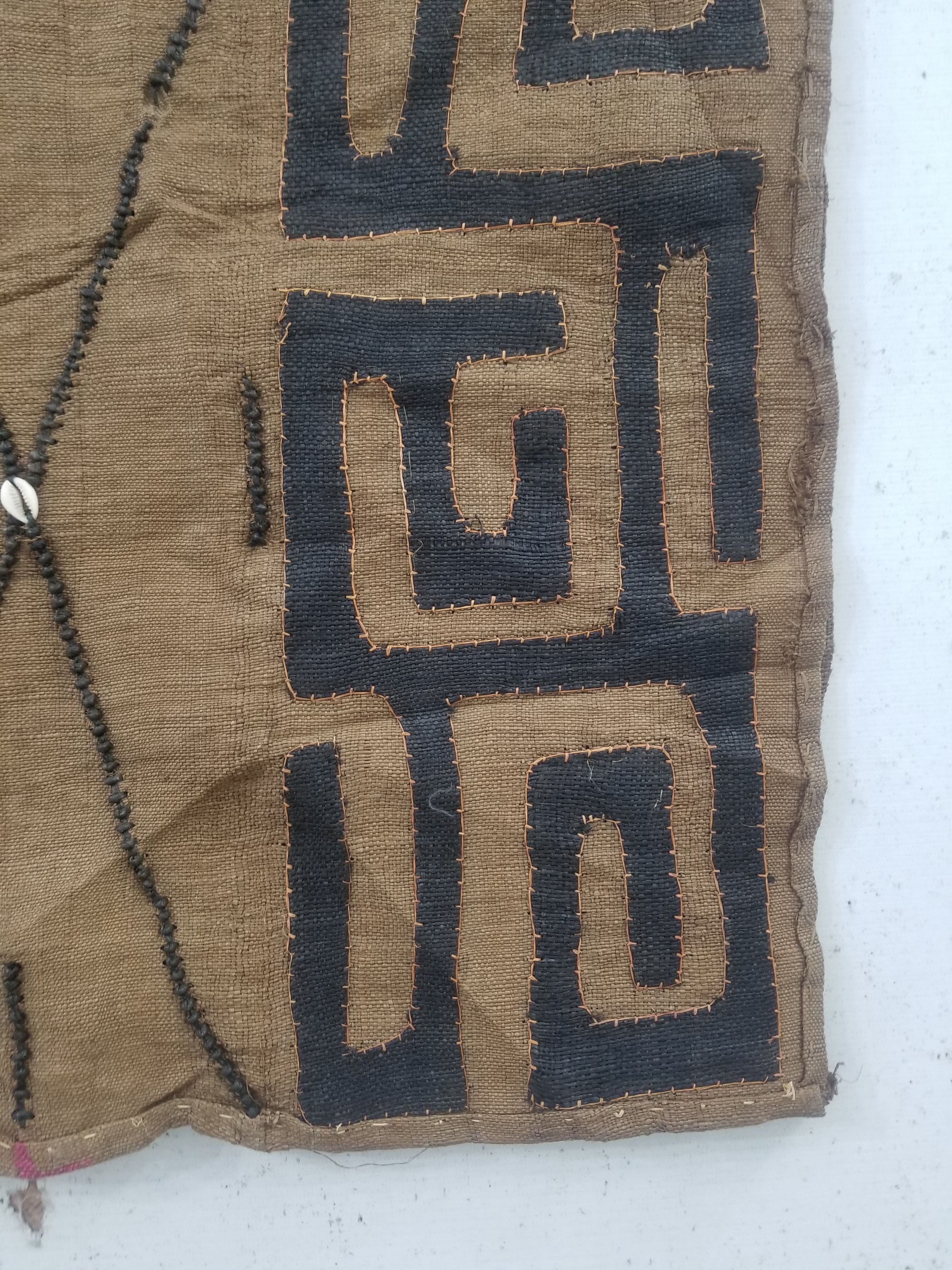 Vintage African Handwoven Kuba Cloth Raffia Textile Panel 460x53cm