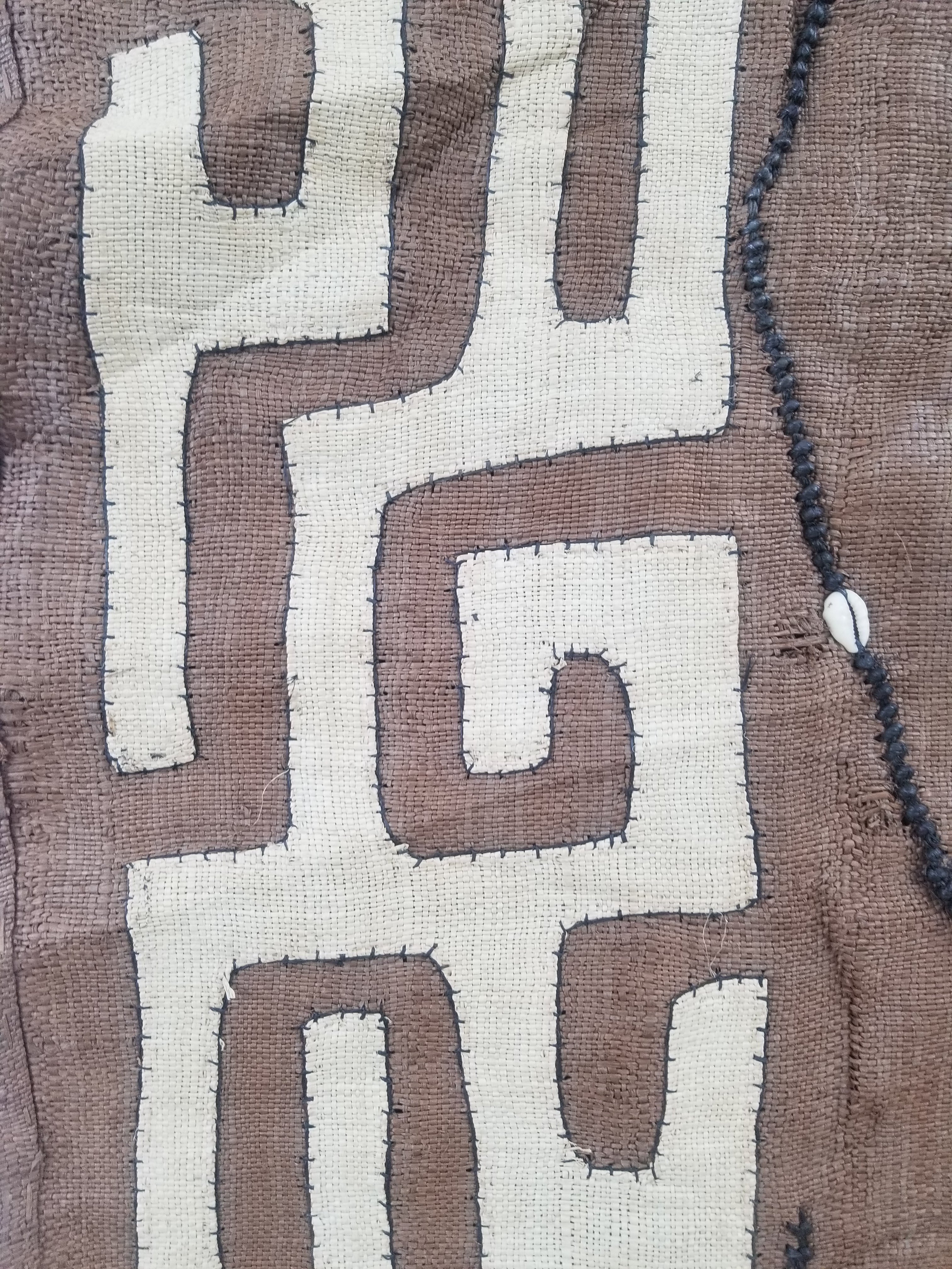 Vintage African Handwoven Kuba Cloth Raffia Textile Panel 460x53cm
