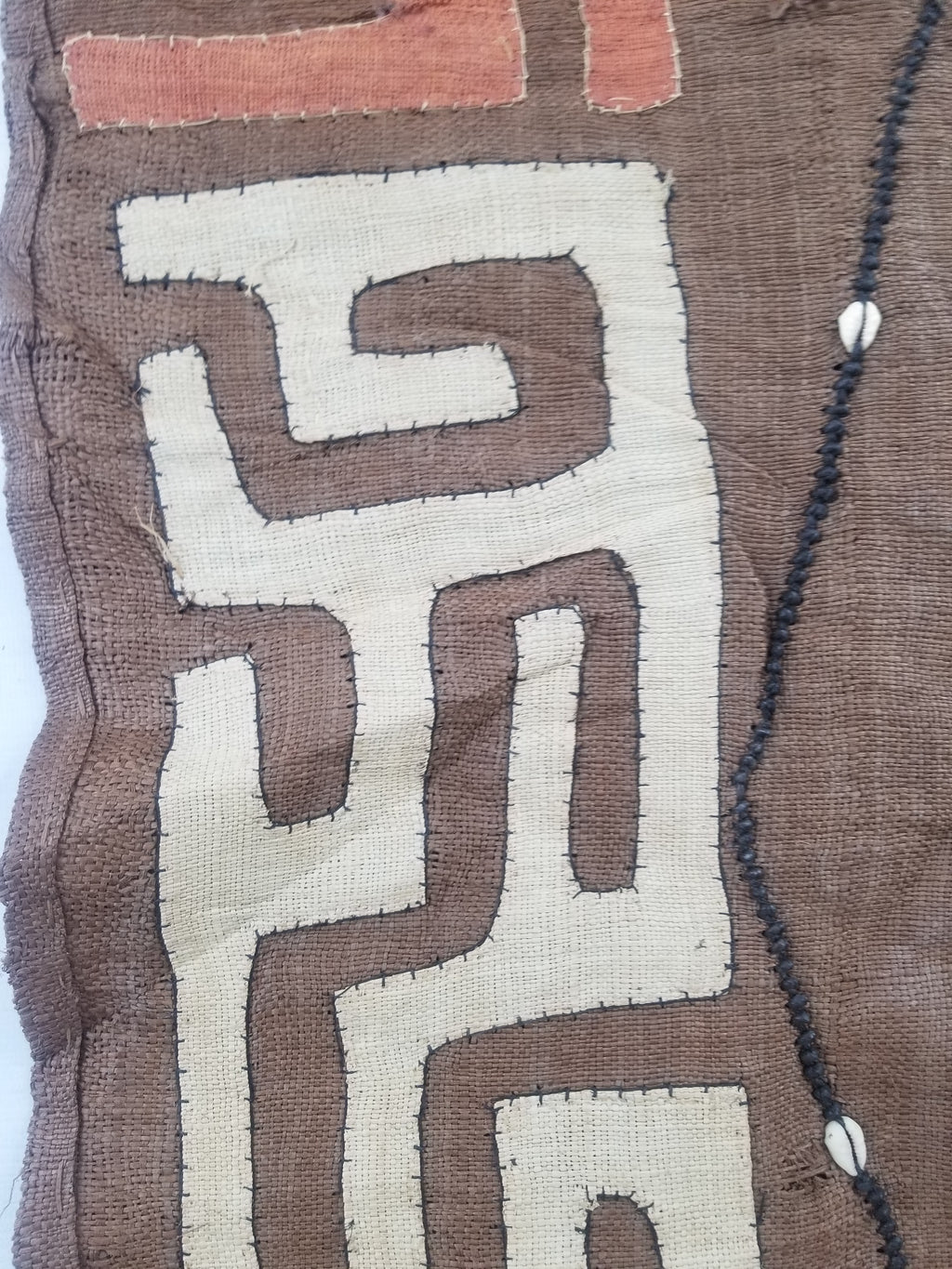 Vintage African Handwoven Kuba Cloth Raffia Textile Panel 460x53cm