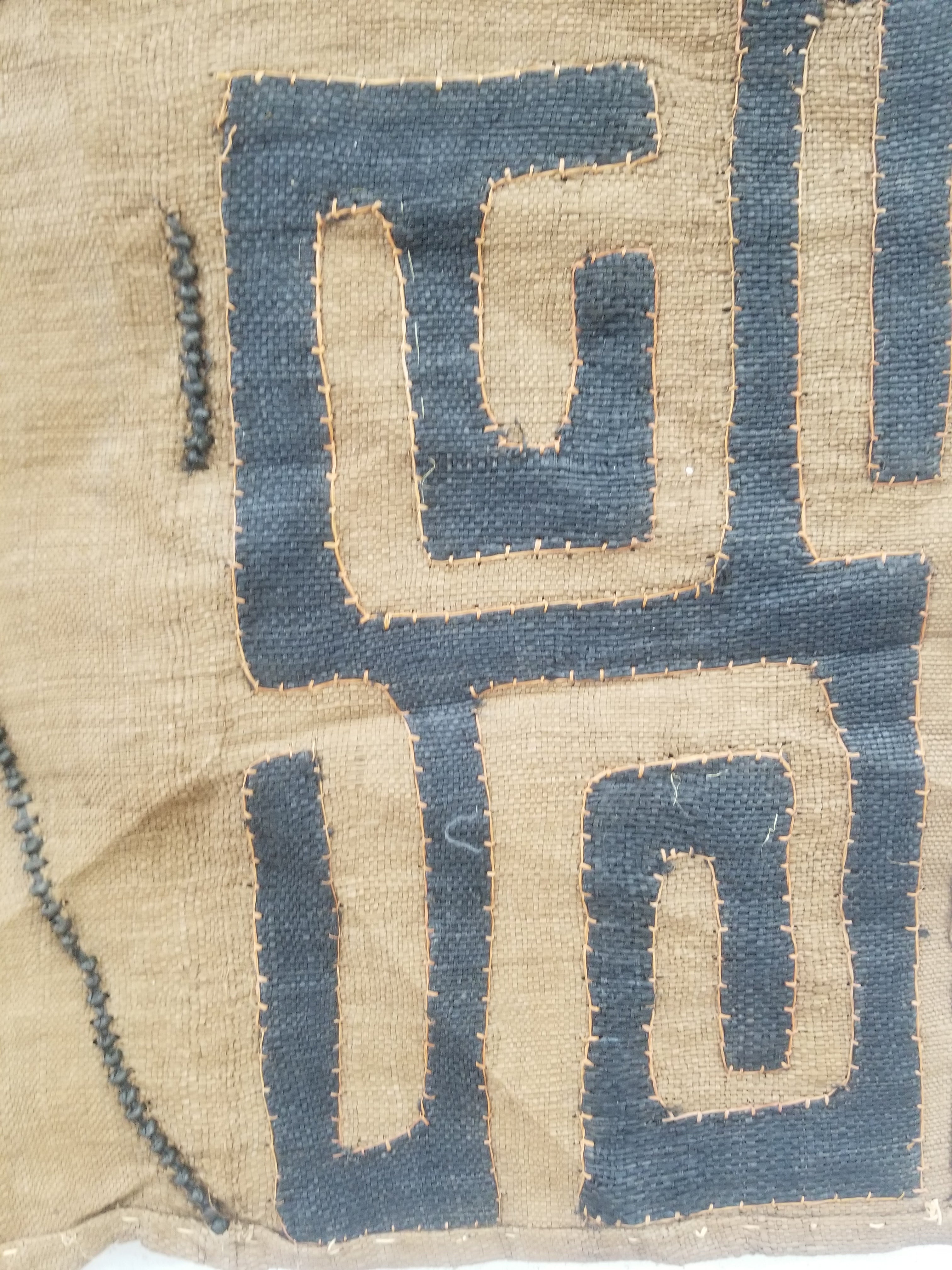 Vintage African Handwoven Kuba Cloth Raffia Textile Panel 460x53cm