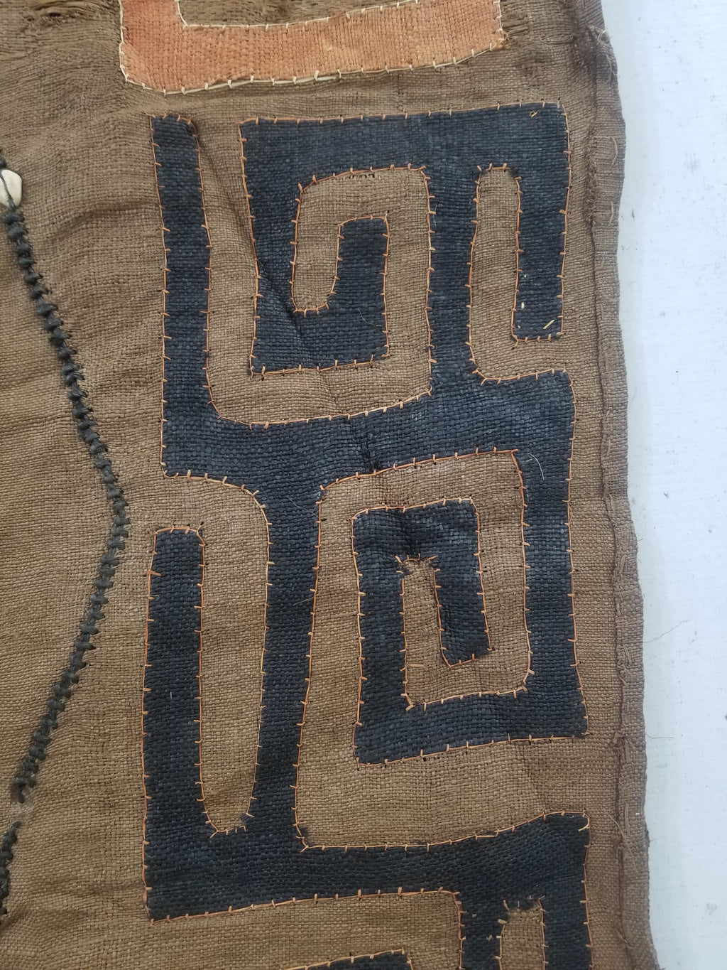 Vintage African Handwoven Kuba Cloth Raffia Textile Panel 460x53cm