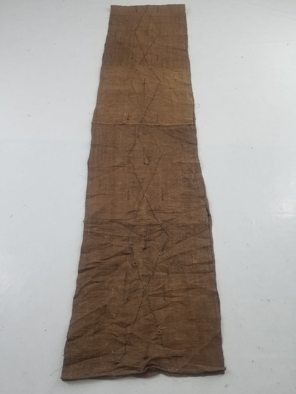 Vintage African Handwoven Kuba Cloth Raffia Textile Panel 460x53cm