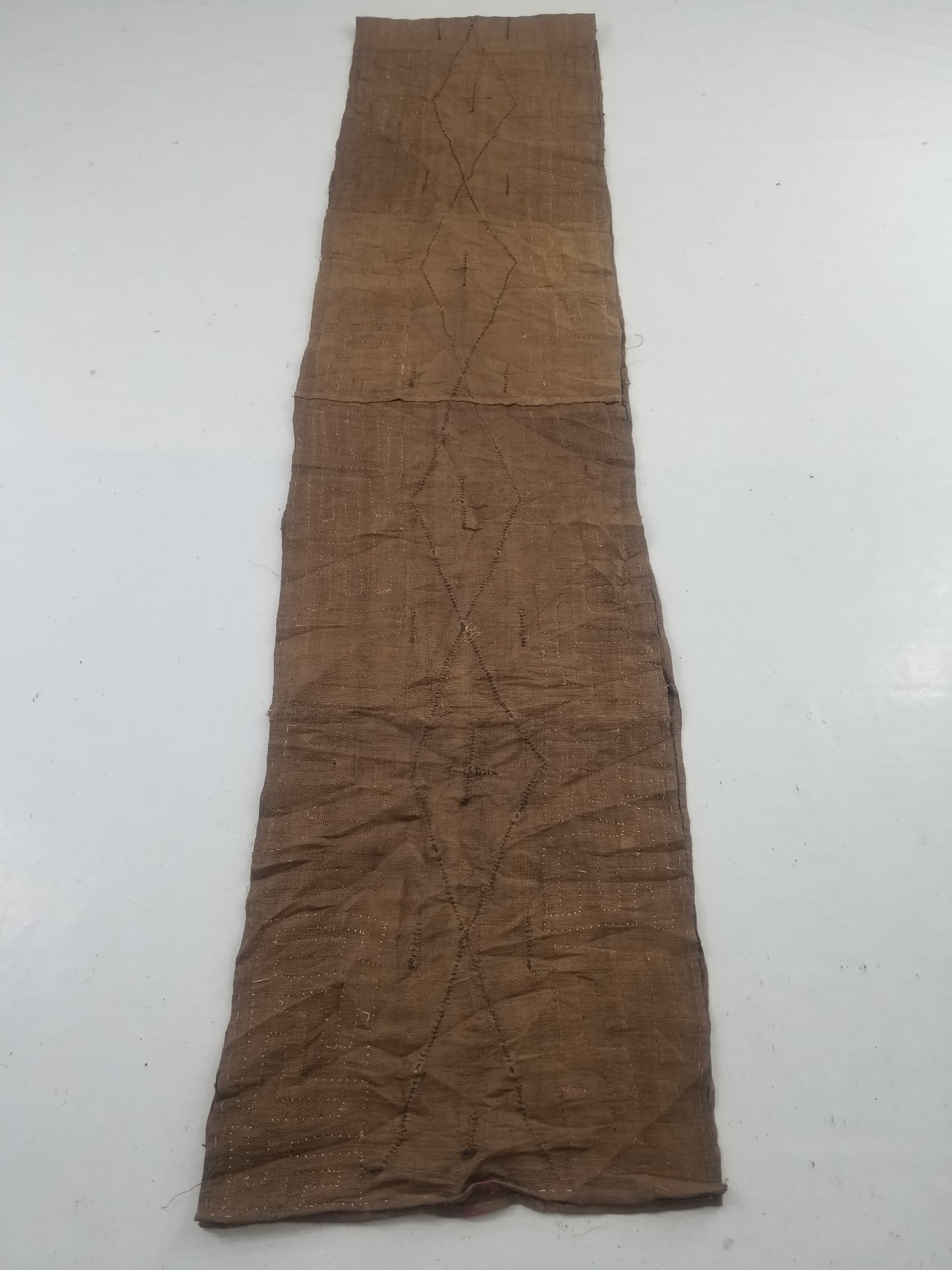 Vintage African Handwoven Kuba Cloth Raffia Textile Panel 460x53cm