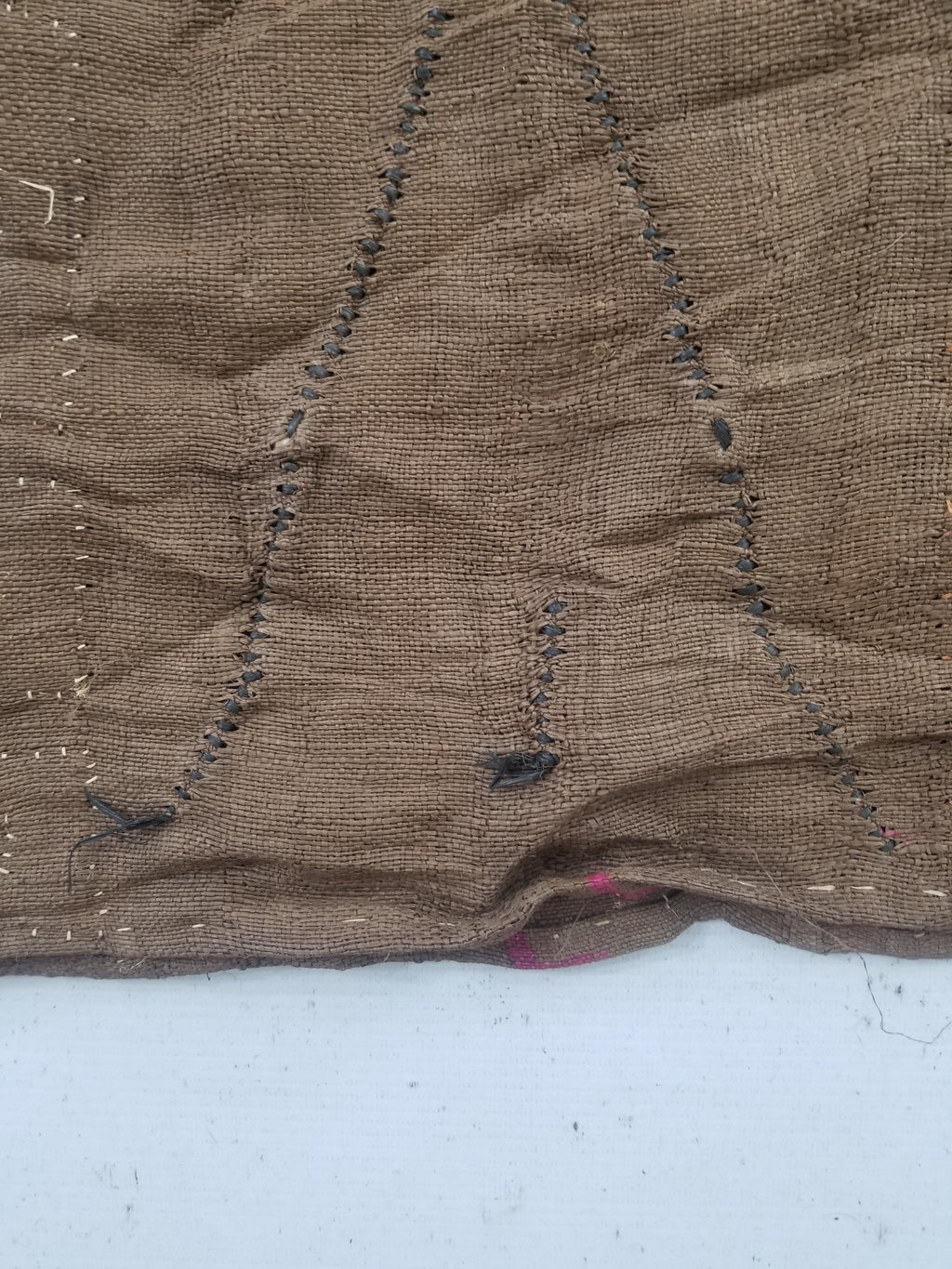 Vintage African Handwoven Kuba Cloth Raffia Textile Panel 460x53cm