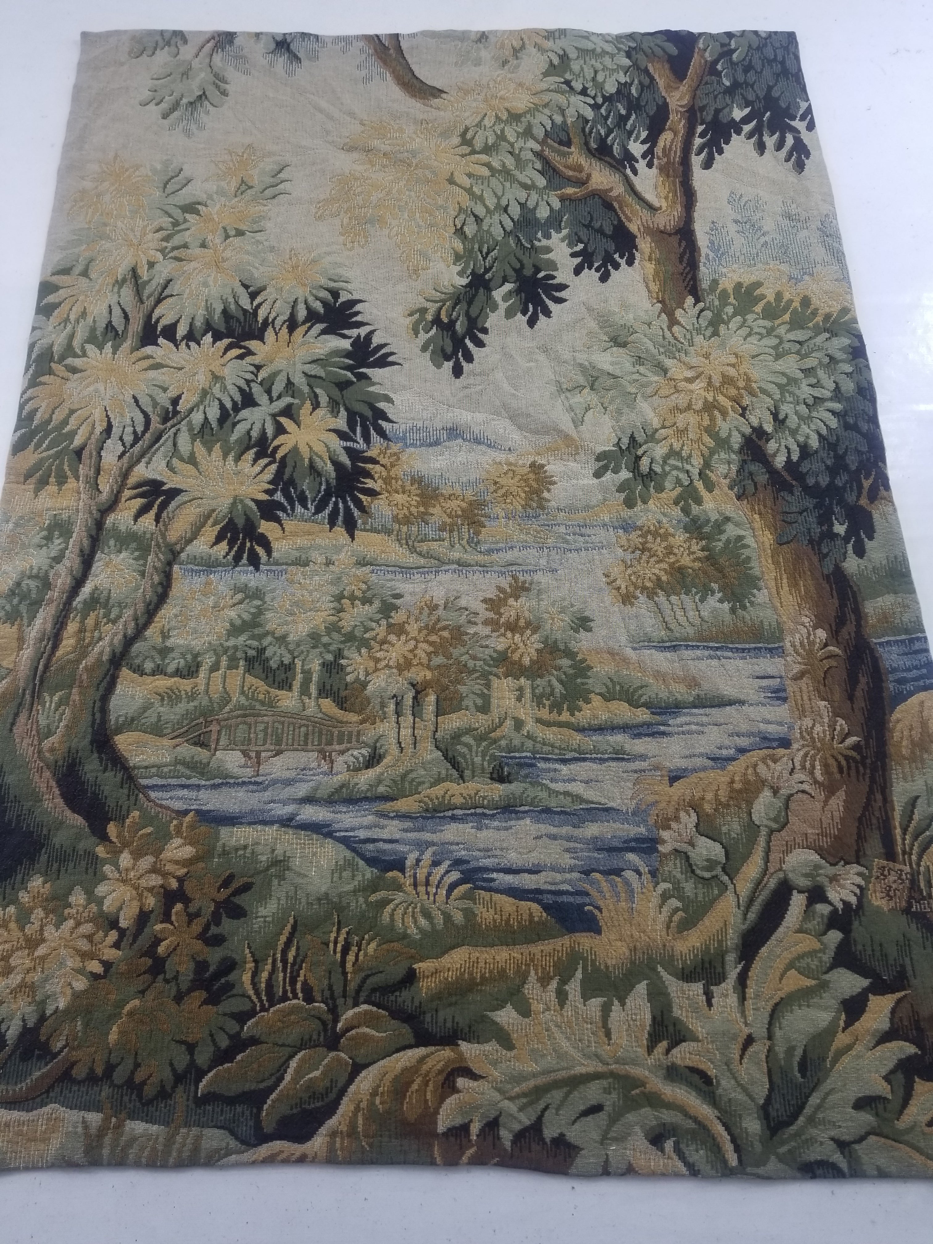 Antique French The Forest of Clairmarais Verdure Wall Hanging Tapestry 175x121cm