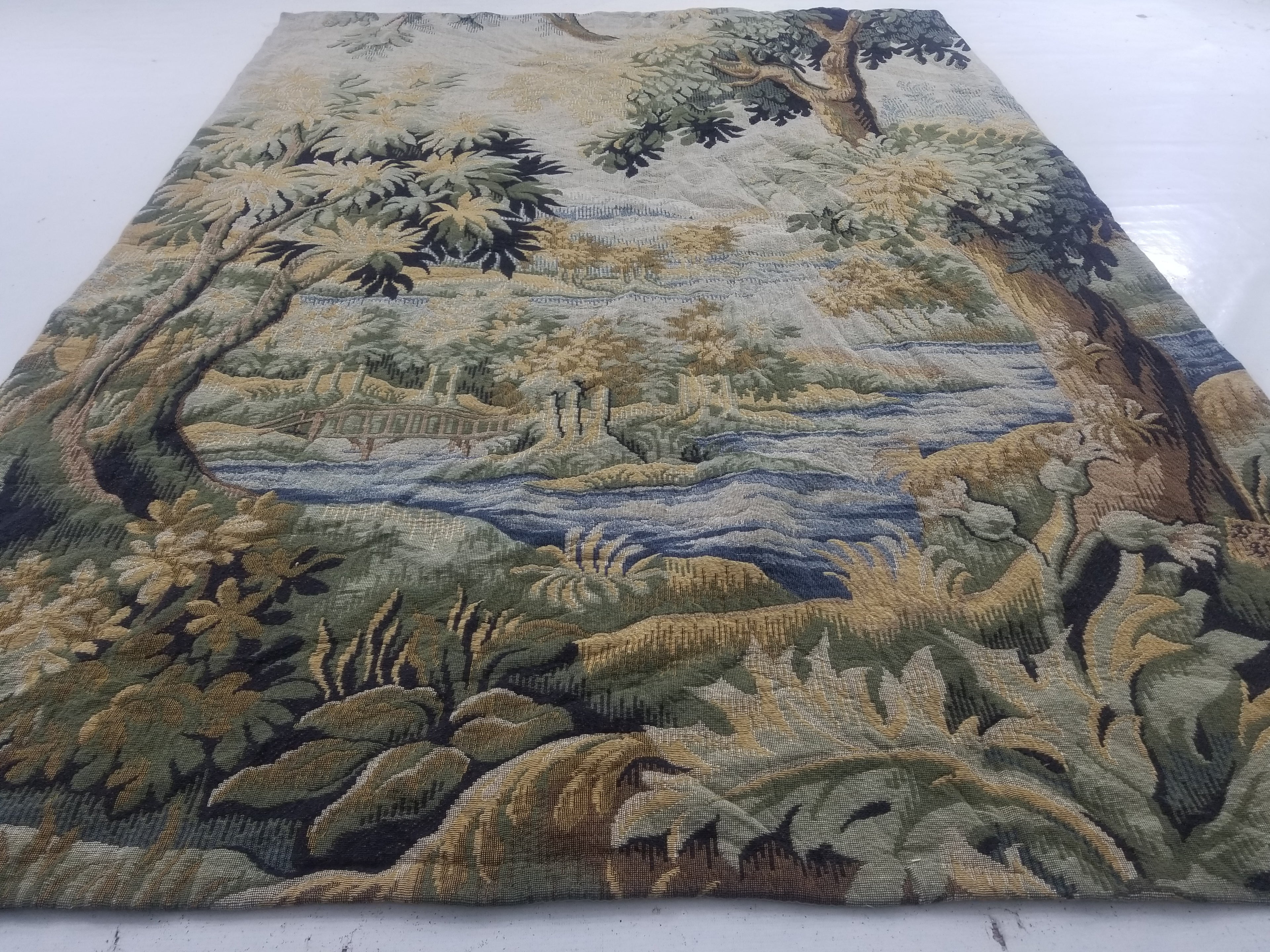 Antique French The Forest of Clairmarais Verdure Wall Hanging Tapestry 175x121cm