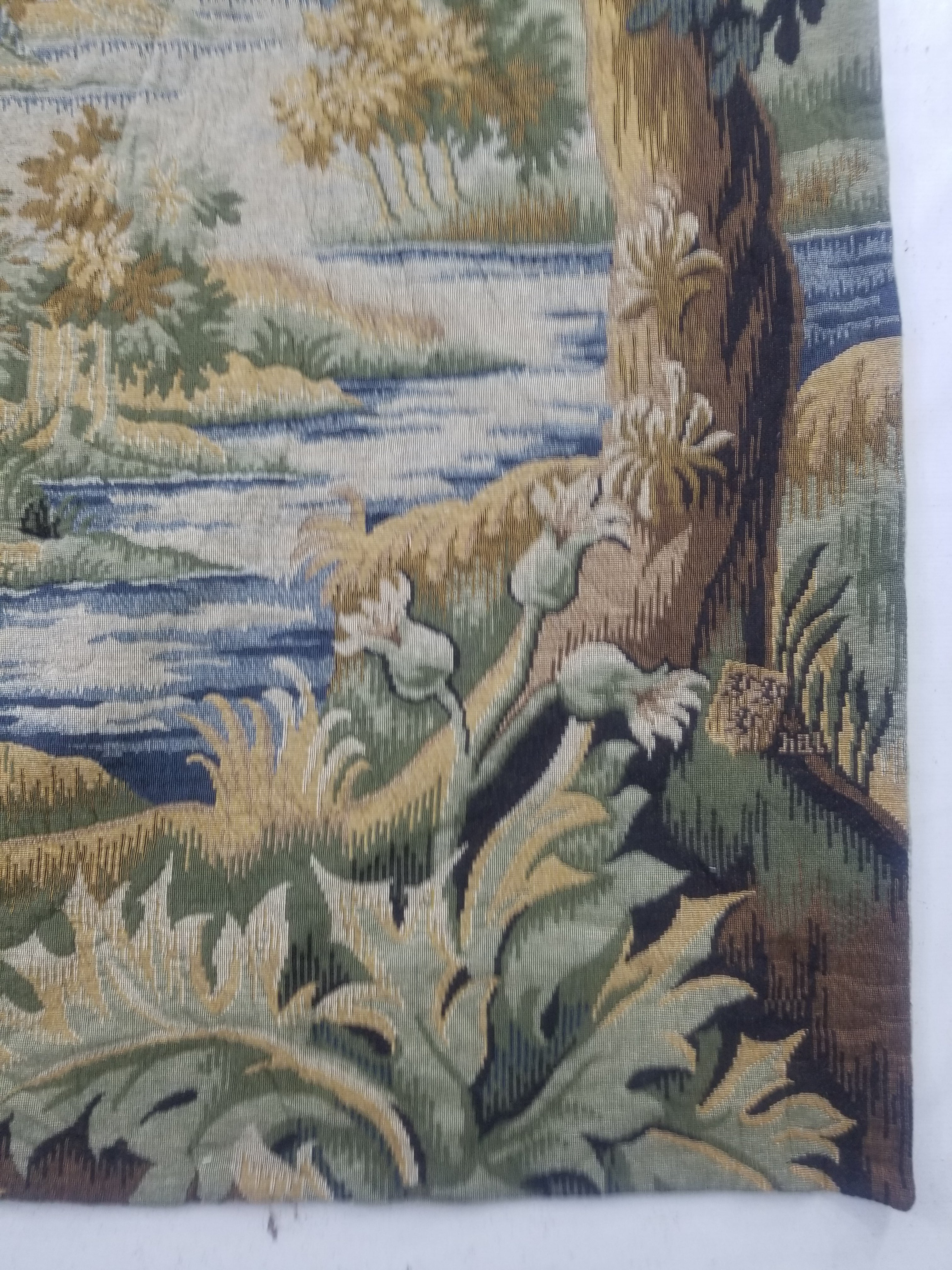 Antique French The Forest of Clairmarais Verdure Wall Hanging Tapestry 175x121cm