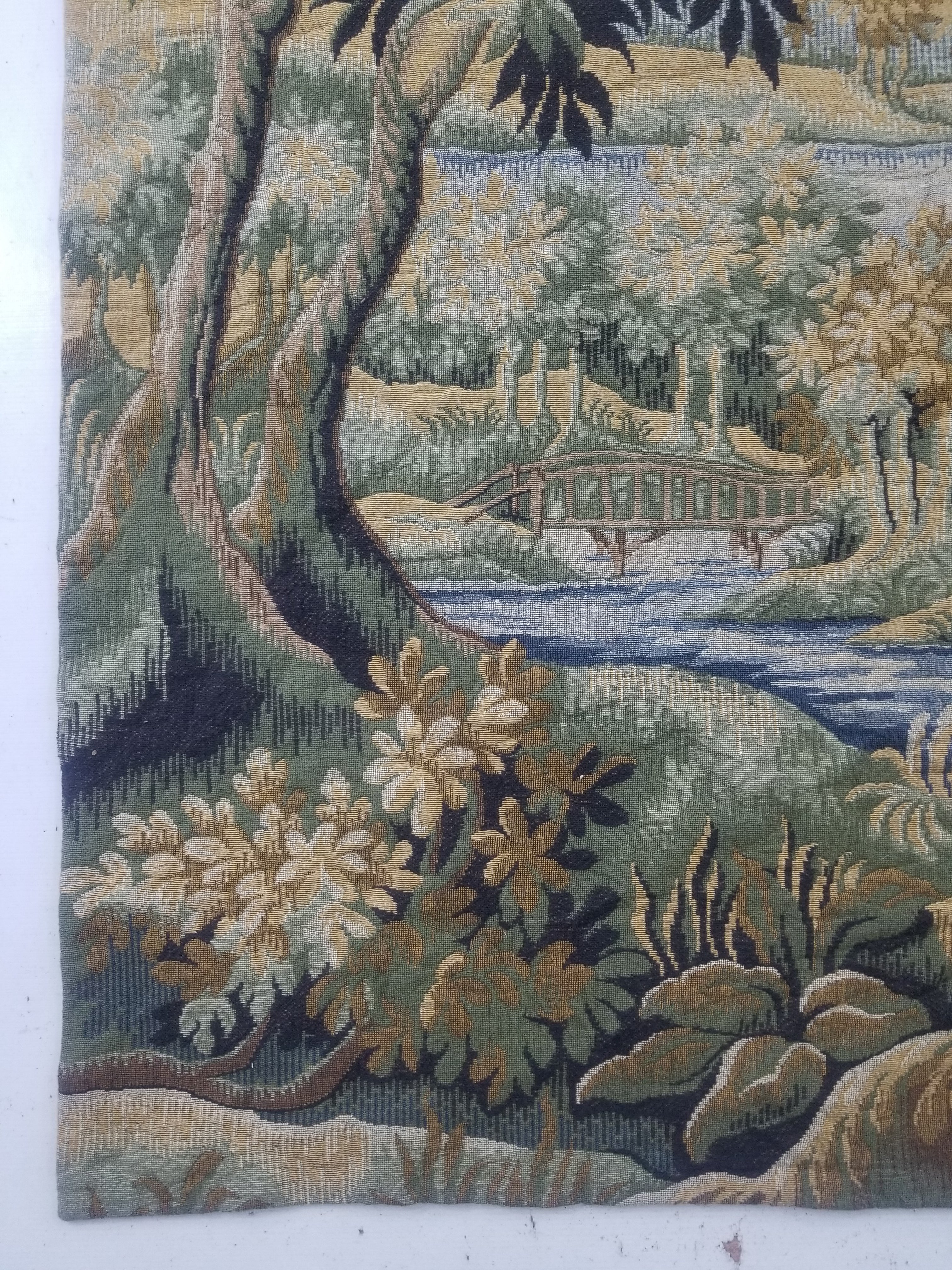 Antique French The Forest of Clairmarais Verdure Wall Hanging Tapestry 175x121cm