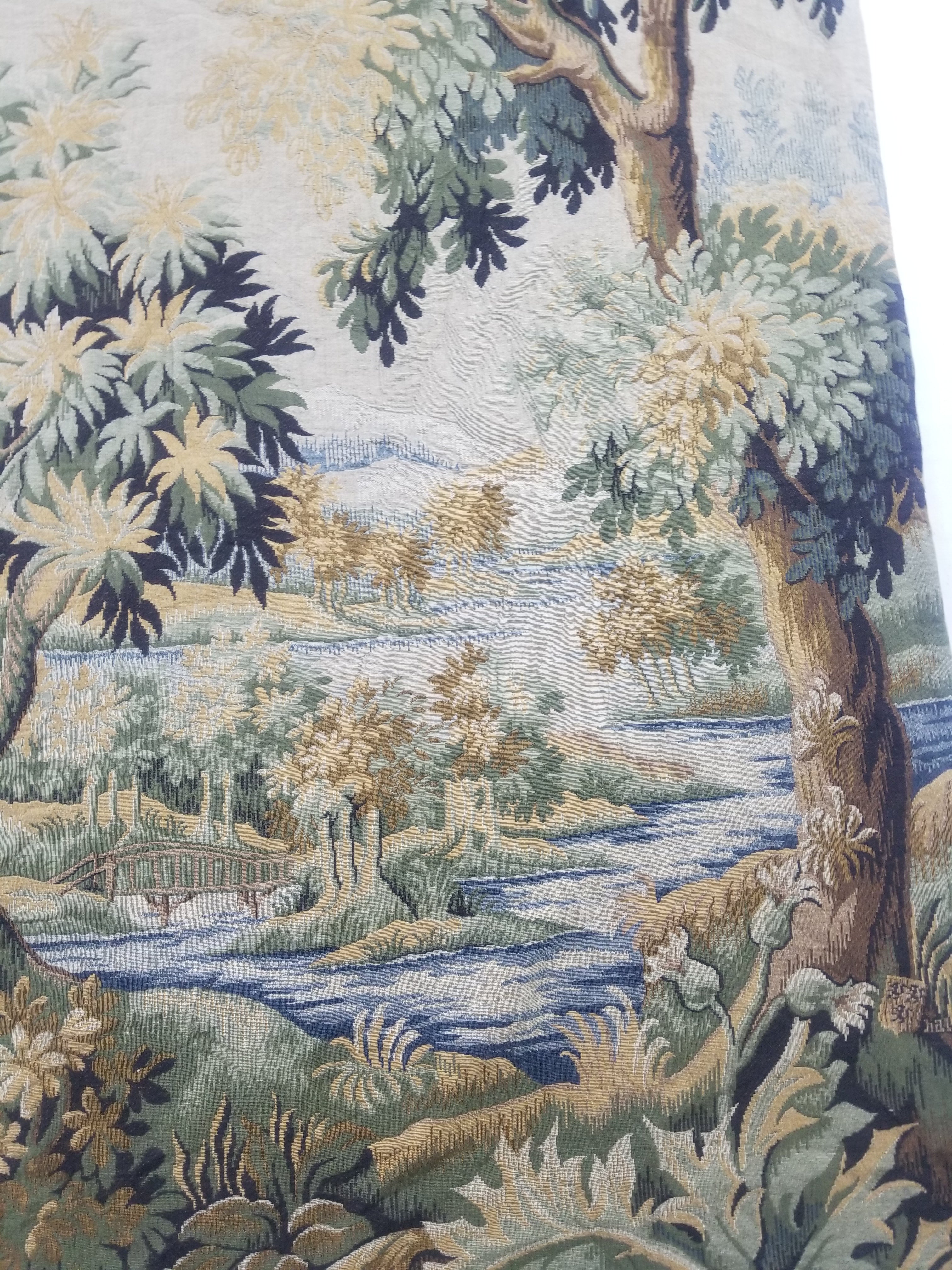 Antique French The Forest of Clairmarais Verdure Wall Hanging Tapestry 175x121cm