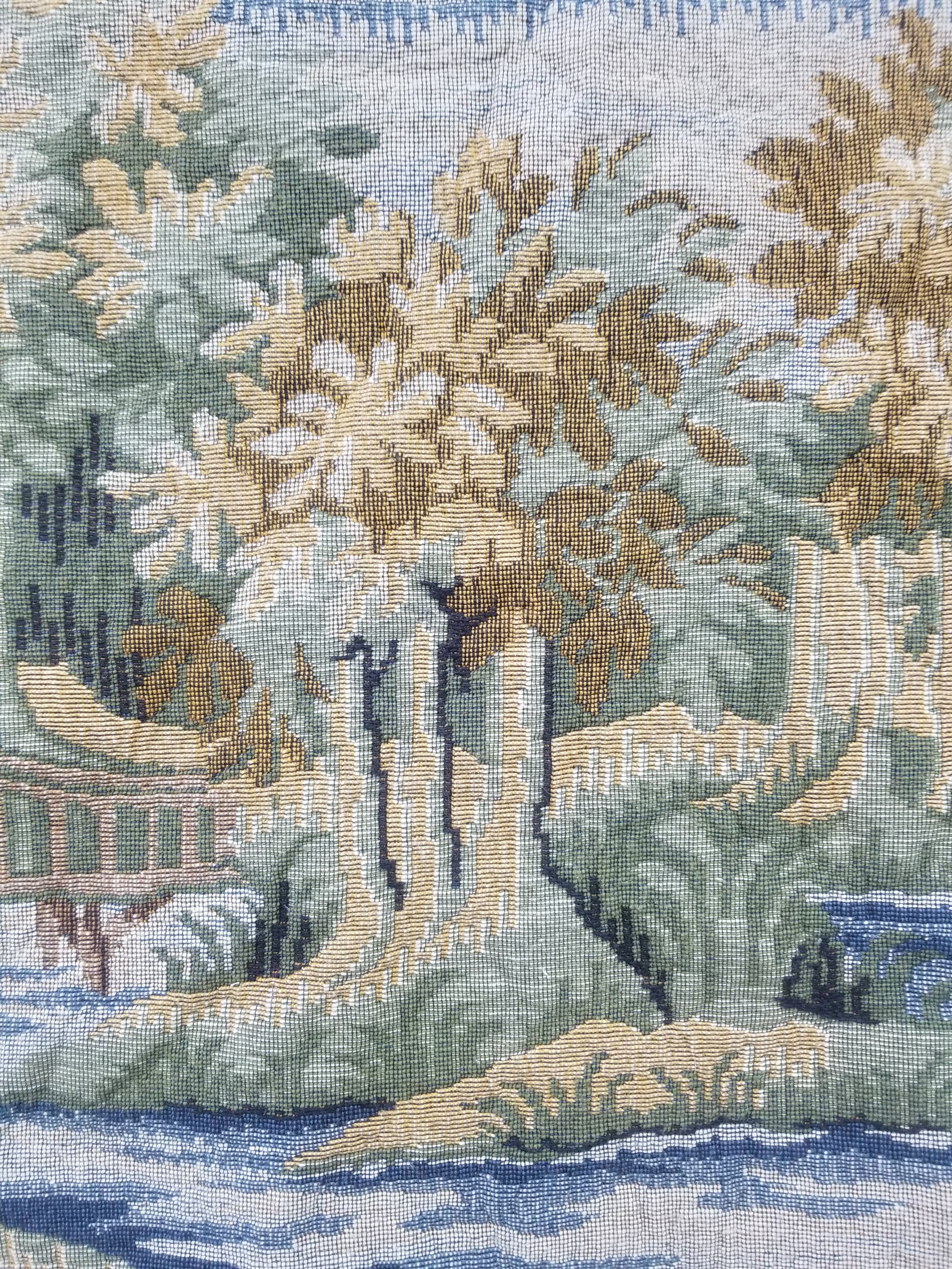 Antique French The Forest of Clairmarais Verdure Wall Hanging Tapestry 175x121cm