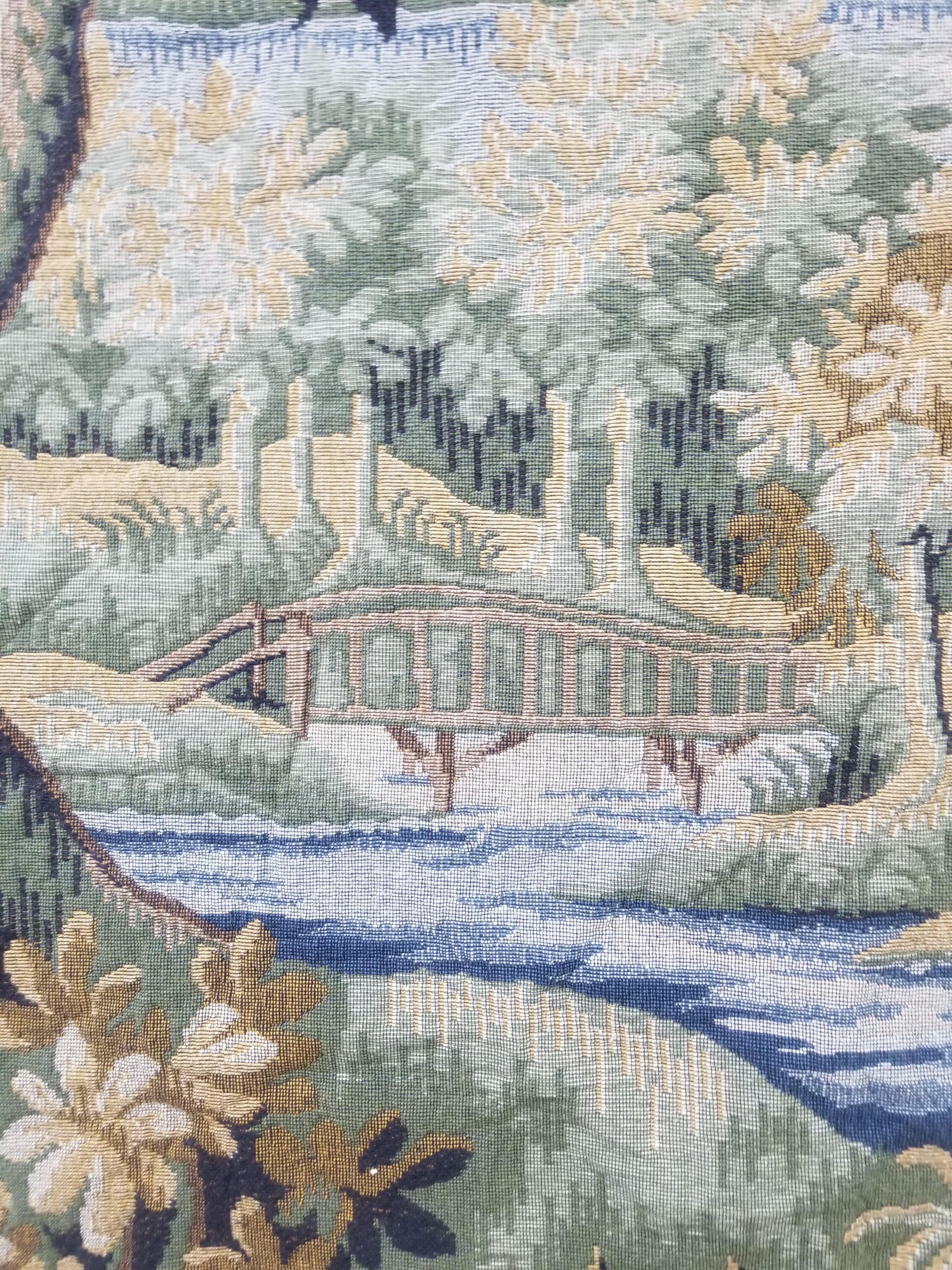 Antique French The Forest of Clairmarais Verdure Wall Hanging Tapestry 175x121cm