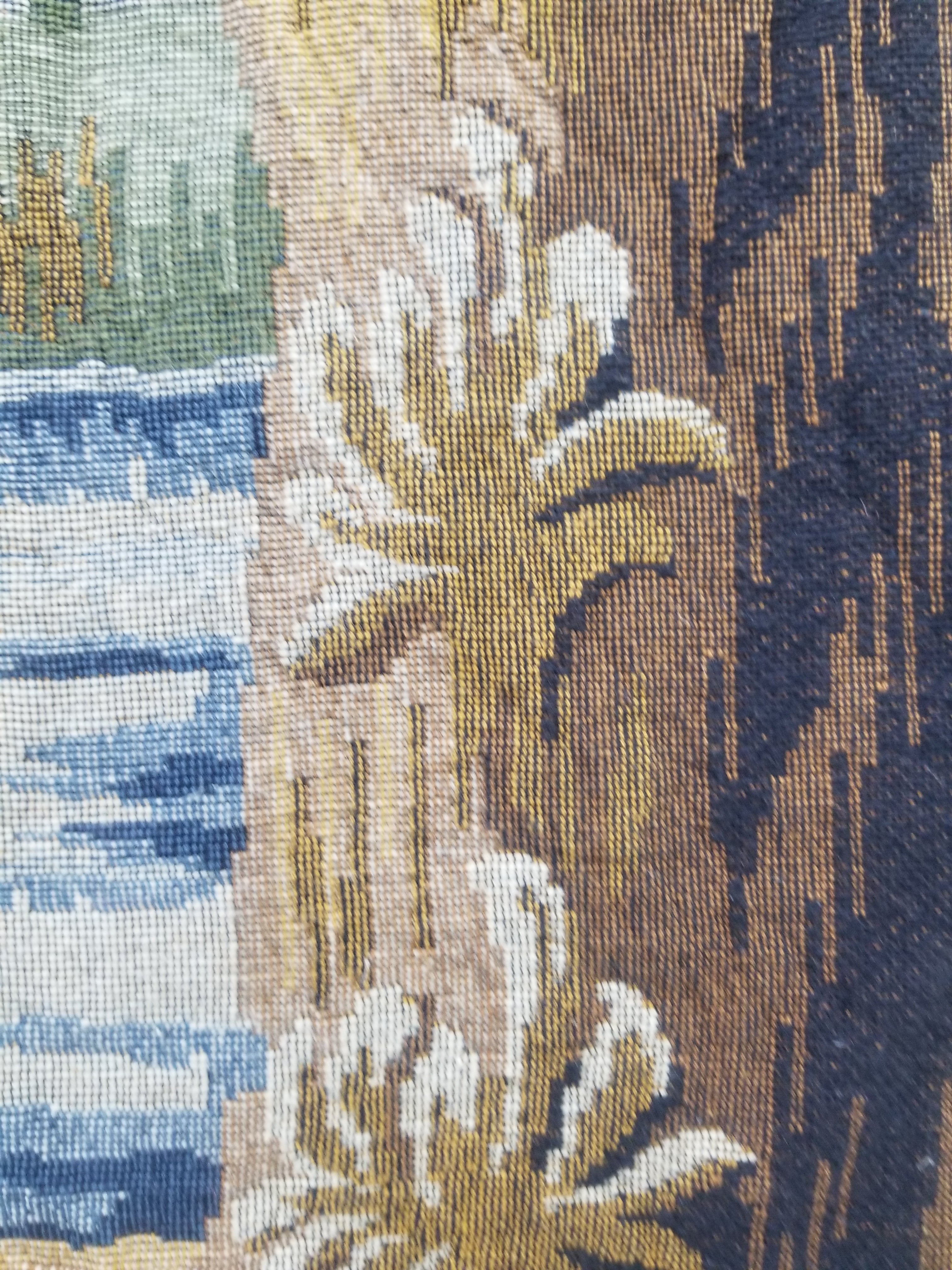 Antique French The Forest of Clairmarais Verdure Wall Hanging Tapestry 175x121cm