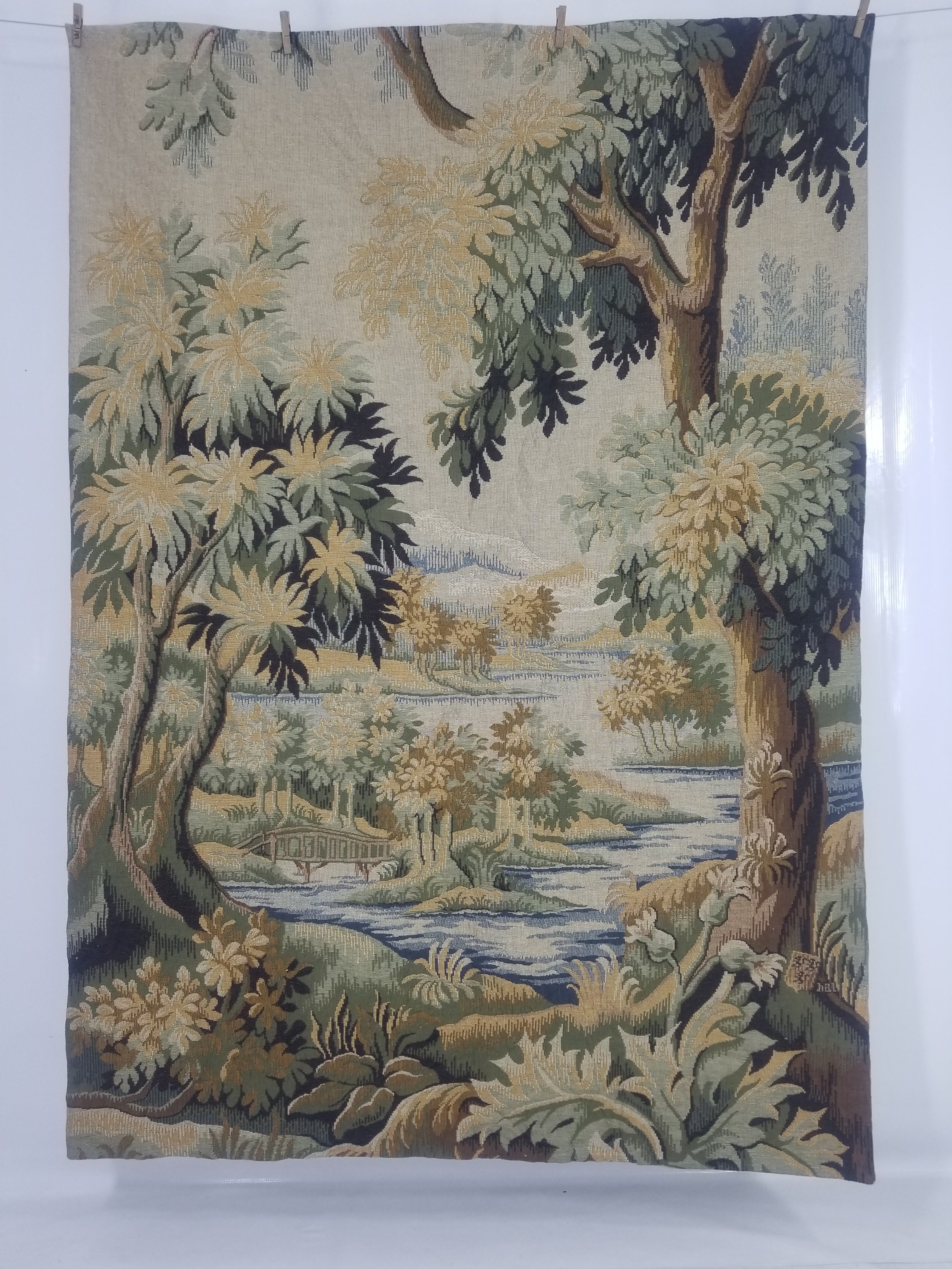 Antique French The Forest of Clairmarais Verdure Wall Hanging Tapestry 175x121cm