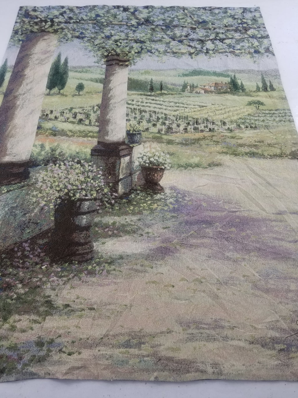 Vintage Tuscan Vineyard Landscape Scene Wall Hanging Tapestry 194x144cm