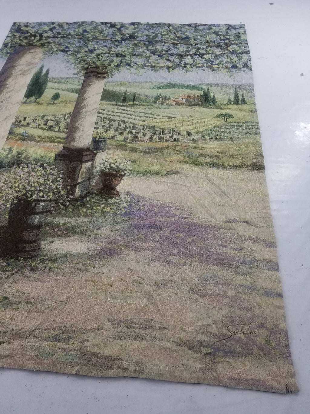 Vintage Tuscan Vineyard Landscape Scene Wall Hanging Tapestry 194x144cm