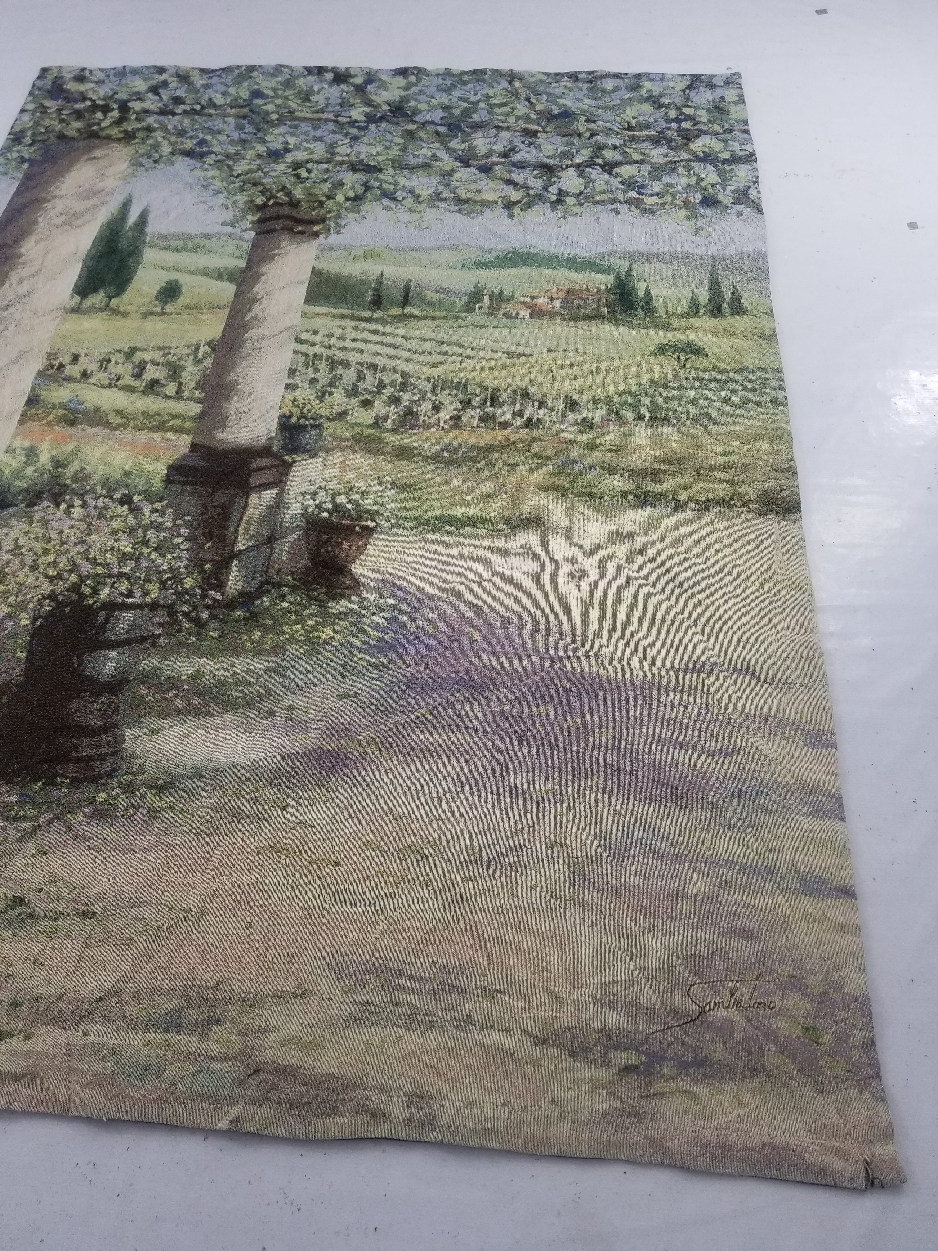 Vintage Tuscan Vineyard Landscape Scene Wall Hanging Tapestry 194x144cm