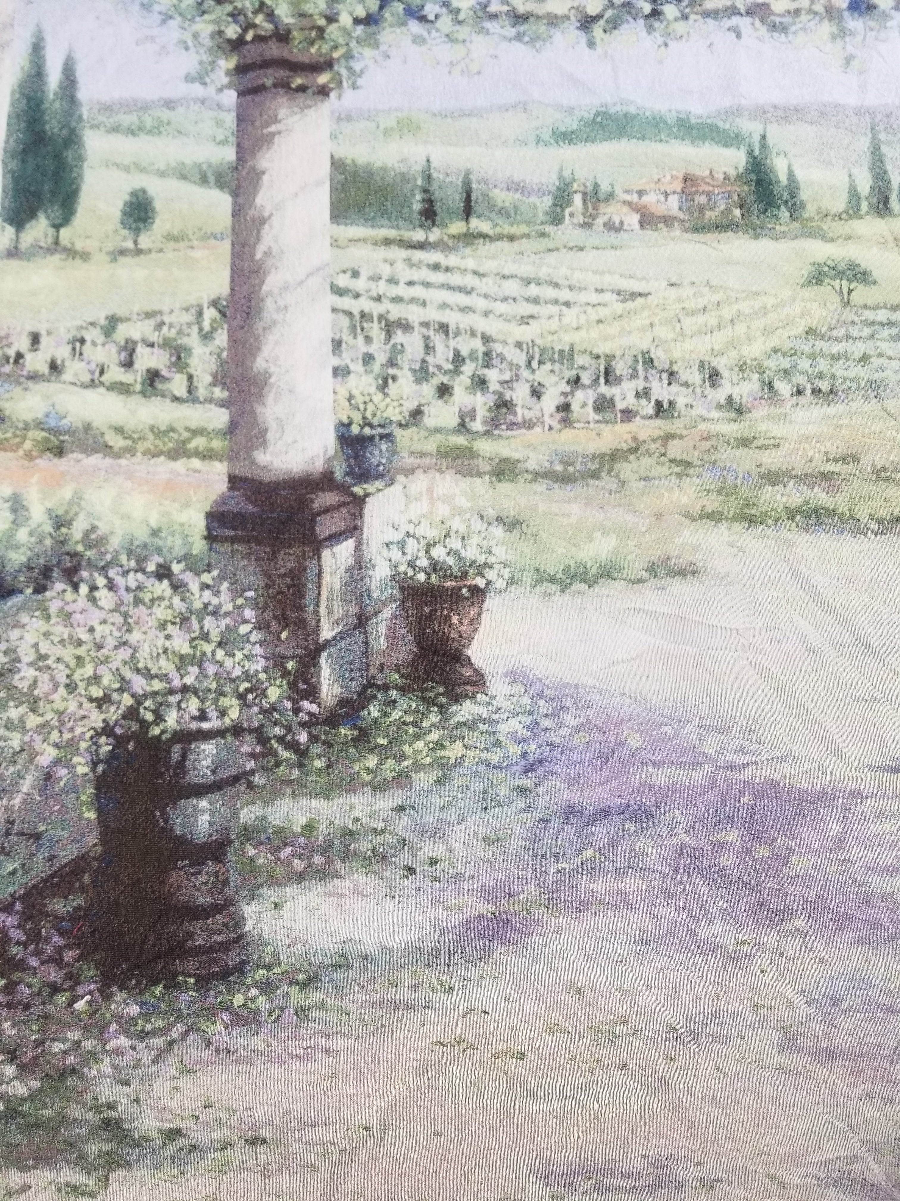 Vintage Tuscan Vineyard Landscape Scene Wall Hanging Tapestry 194x144cm