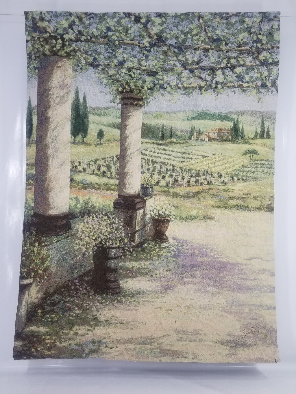 Vintage Tuscan Vineyard Landscape Scene Wall Hanging Tapestry 194x144cm