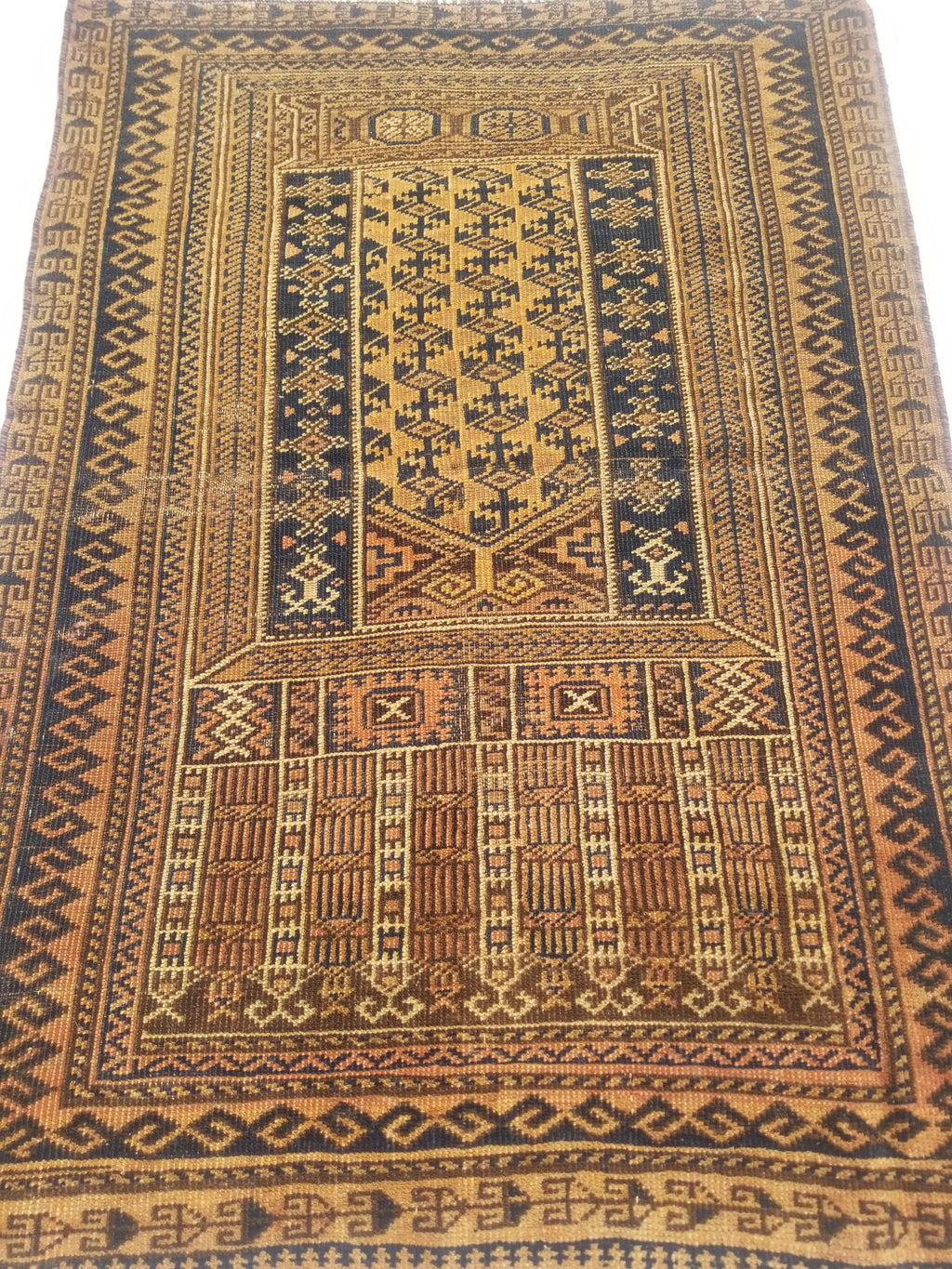Antique Traditional Handmade Afghan Wool Multicolor Rug 130x91cm