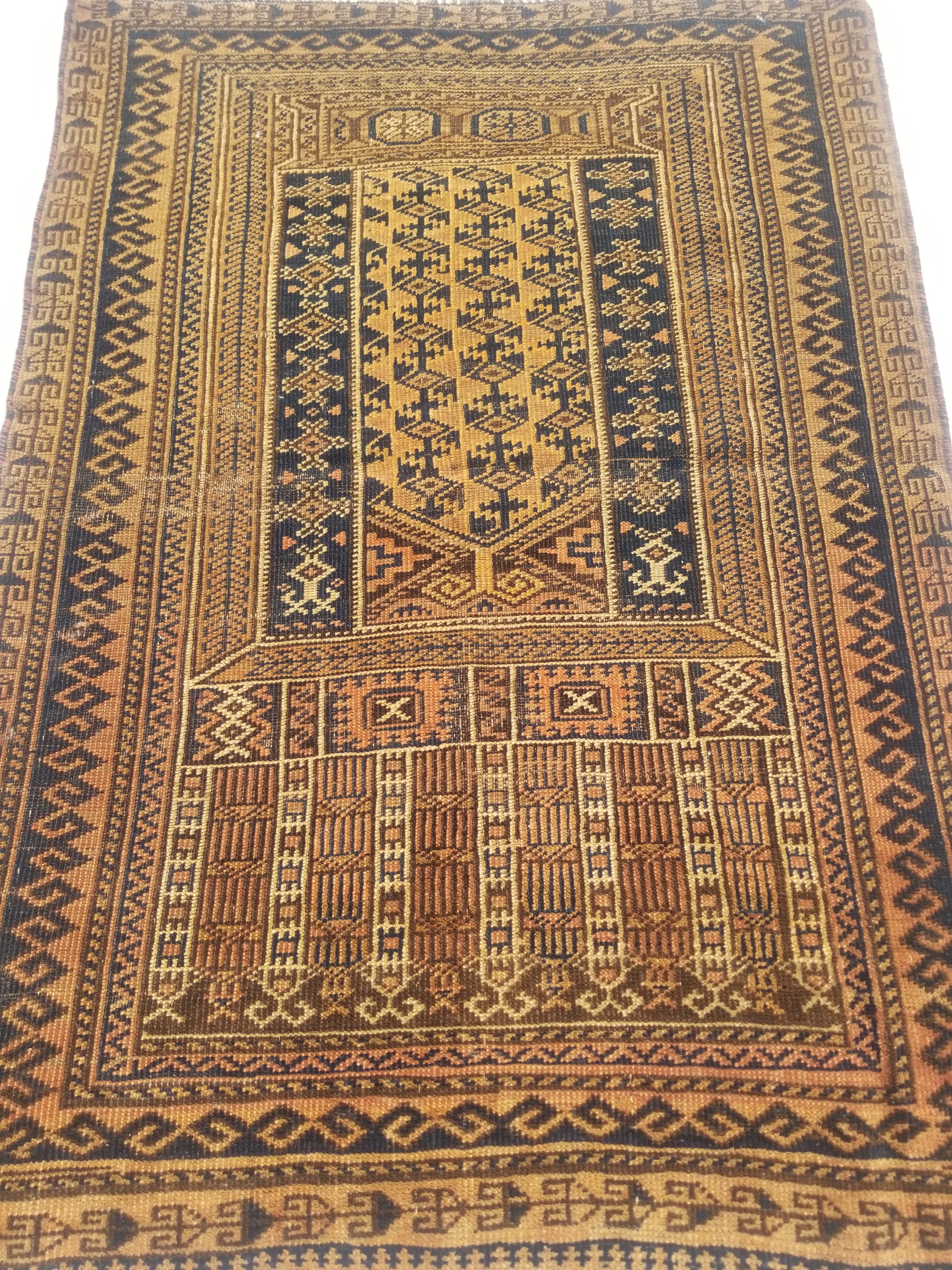 Antique Traditional Handmade Afghan Wool Multicolor Rug 130x91cm