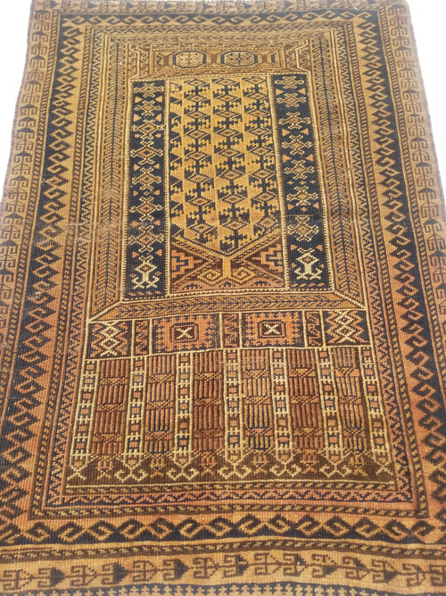 Antique Traditional Handmade Afghan Wool Multicolor Rug 130x91cm