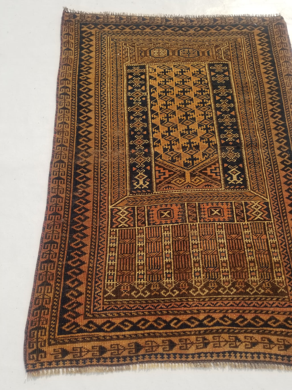 Antique Traditional Handmade Afghan Wool Multicolor Rug 130x91cm