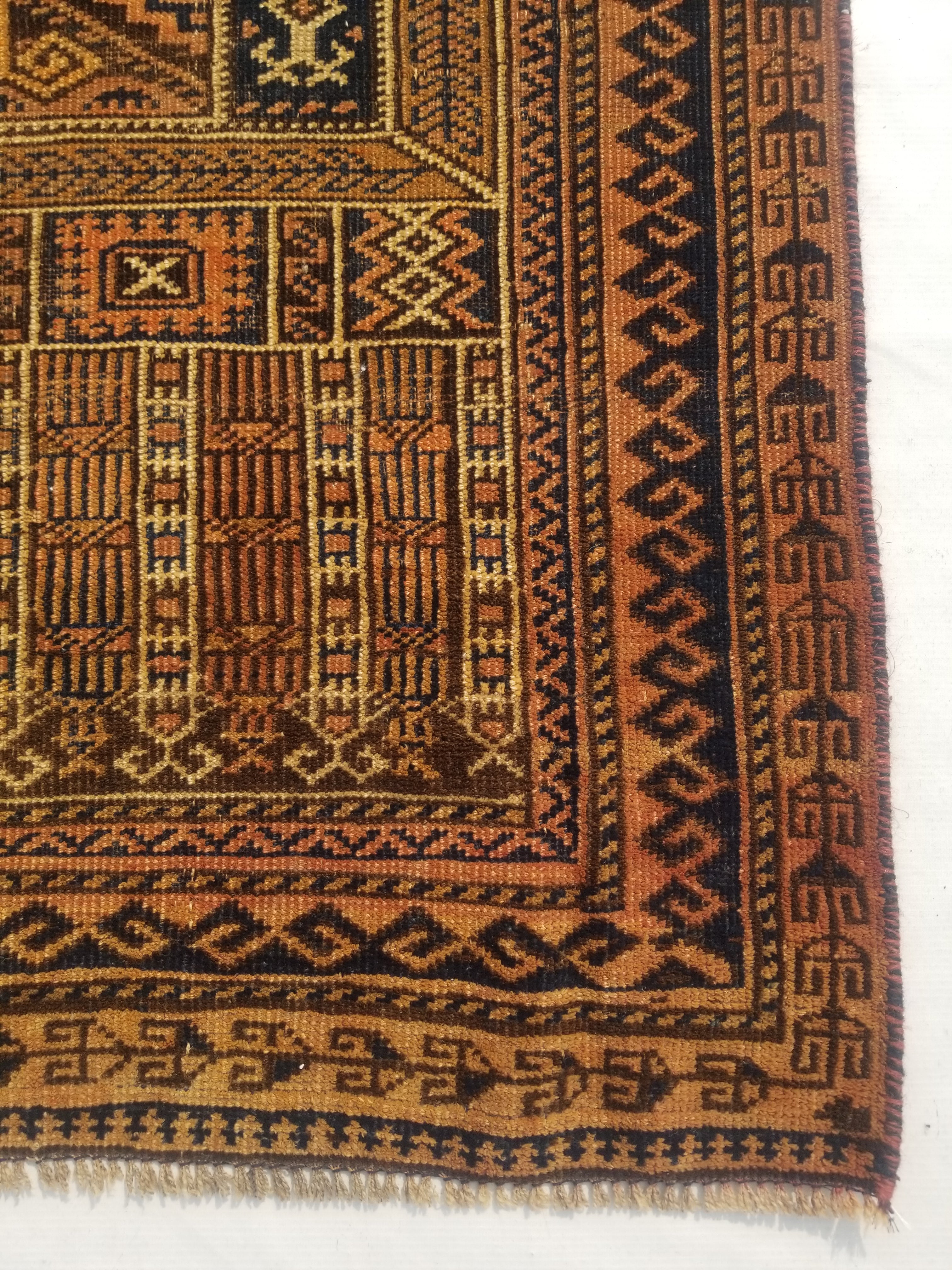 Antique Traditional Handmade Afghan Wool Multicolor Rug 130x91cm