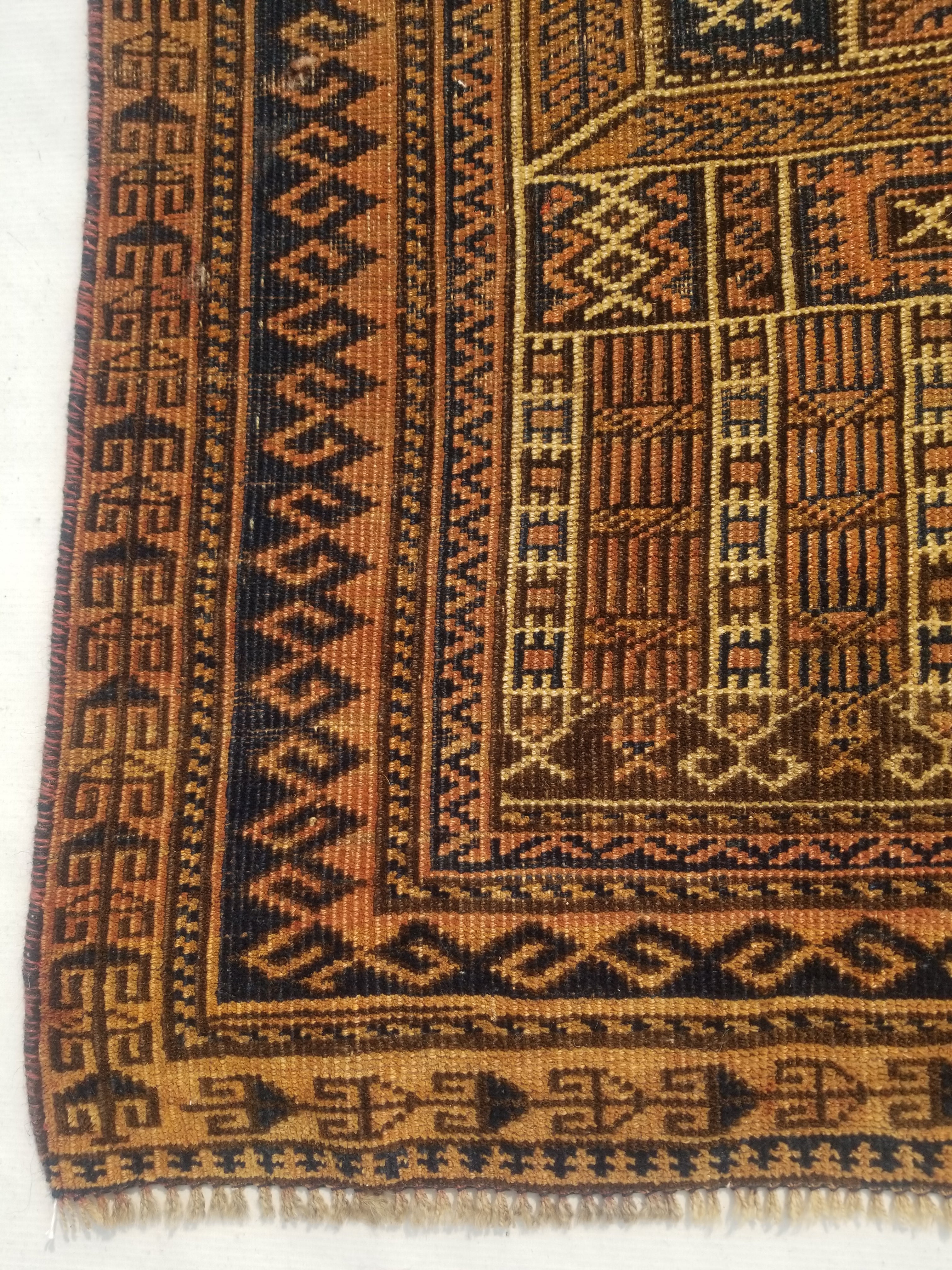 Antique Traditional Handmade Afghan Wool Multicolor Rug 130x91cm