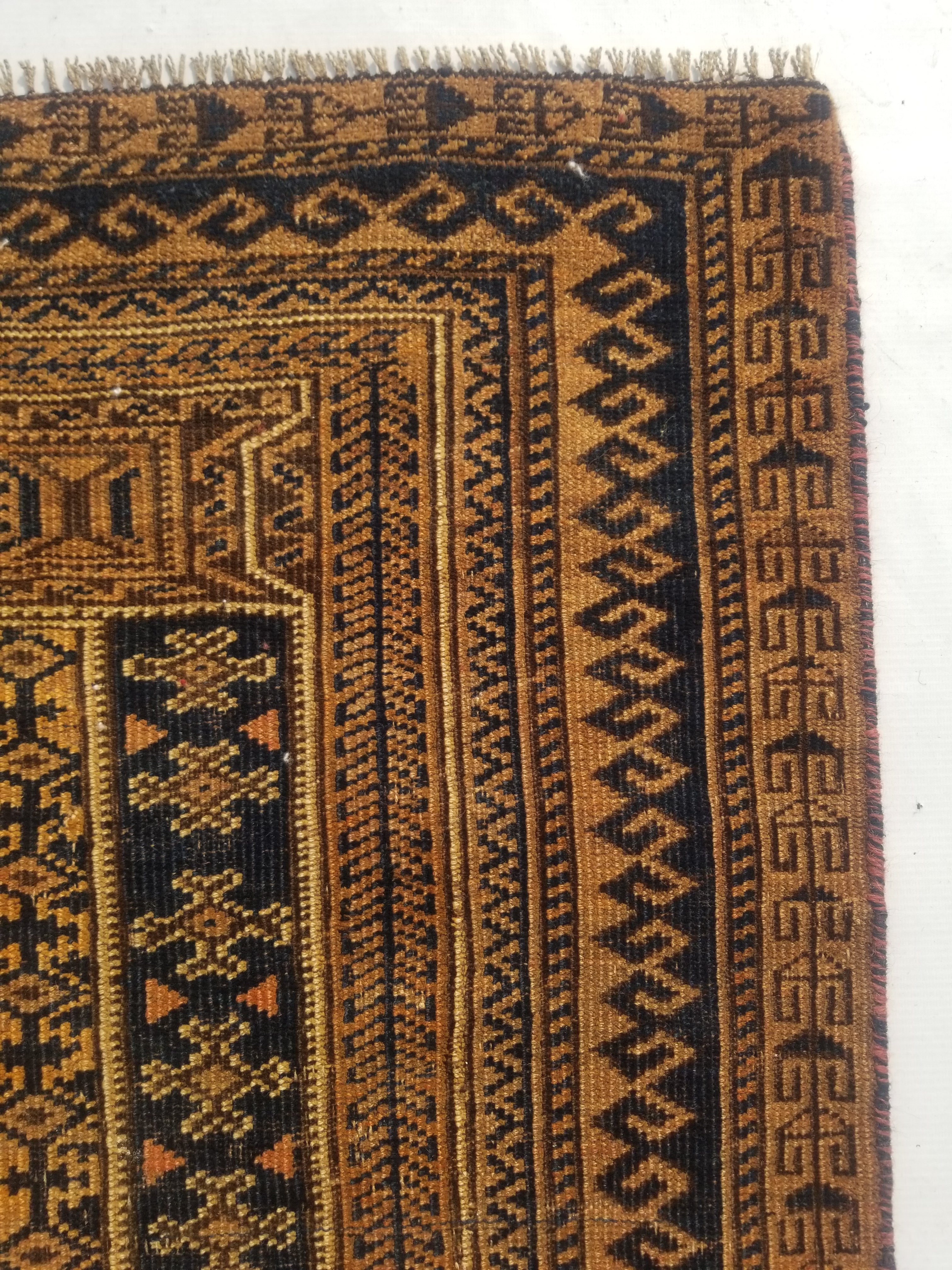 Antique Traditional Handmade Afghan Wool Multicolor Rug 130x91cm