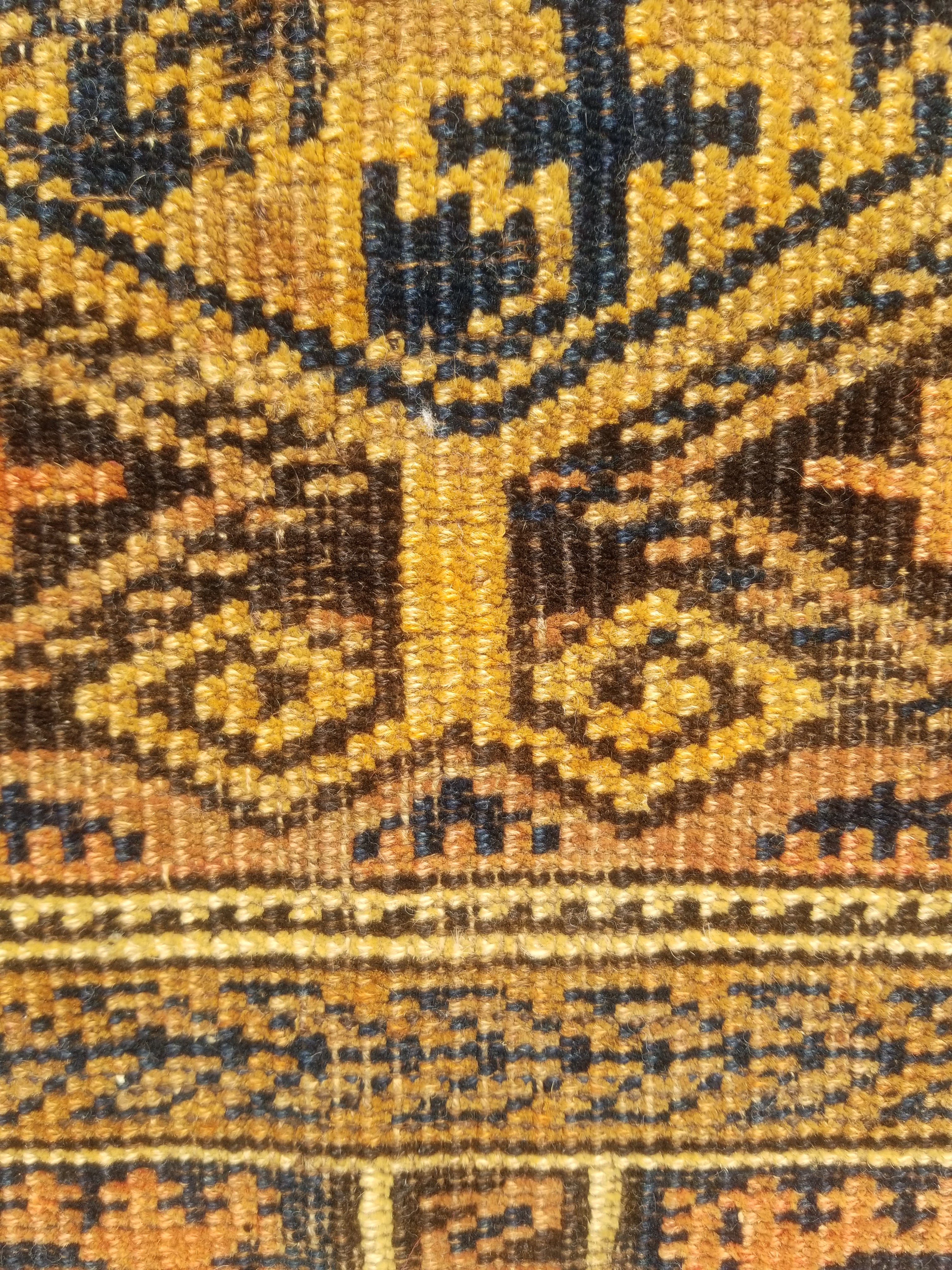 Antique Traditional Handmade Afghan Wool Multicolor Rug 130x91cm