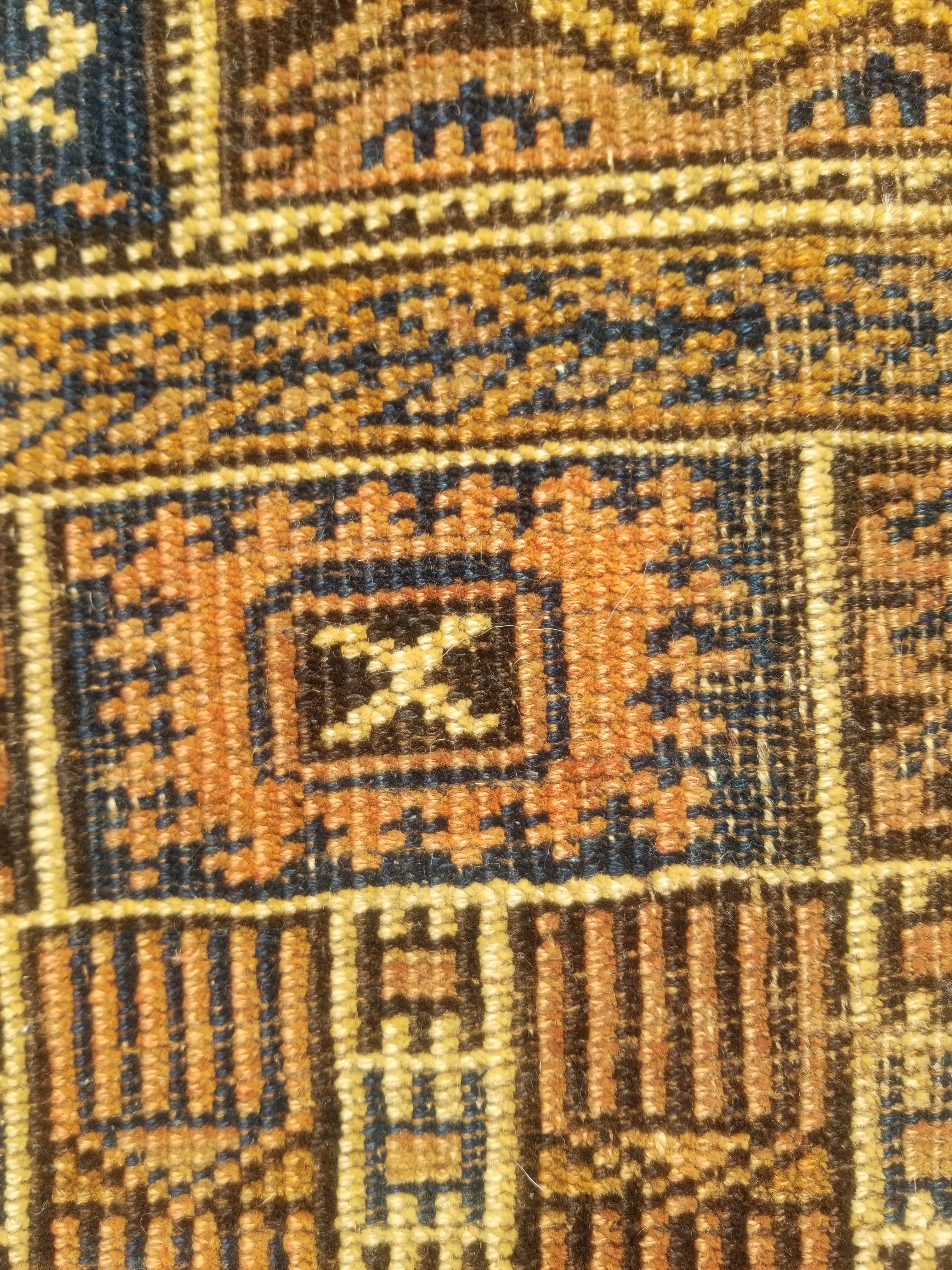 Antique Traditional Handmade Afghan Wool Multicolor Rug 130x91cm