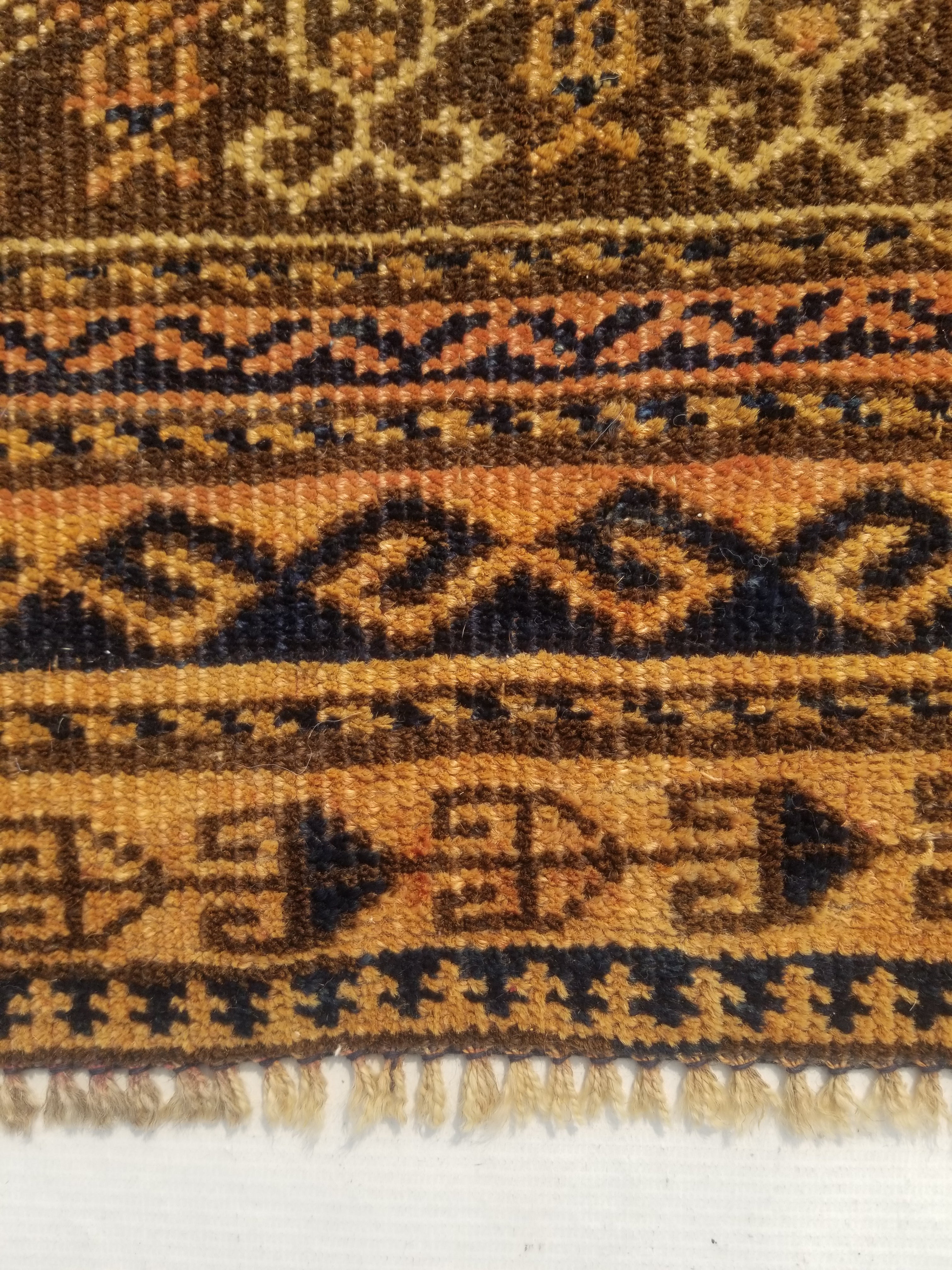 Antique Traditional Handmade Afghan Wool Multicolor Rug 130x91cm