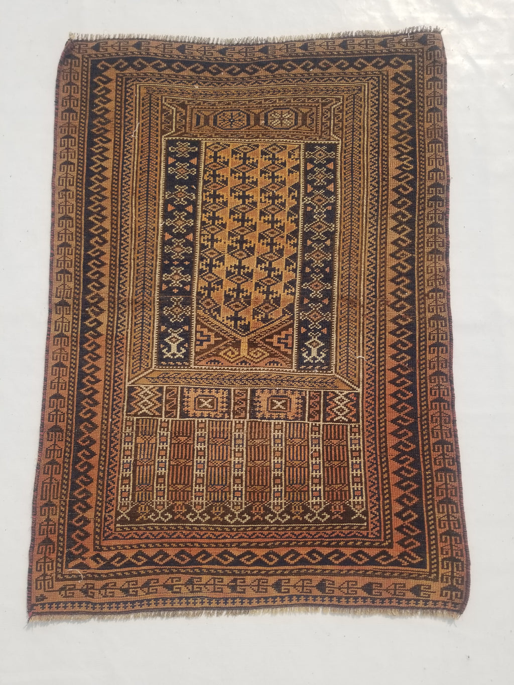 Antique Traditional Handmade Afghan Wool Multicolor Rug 130x91cm